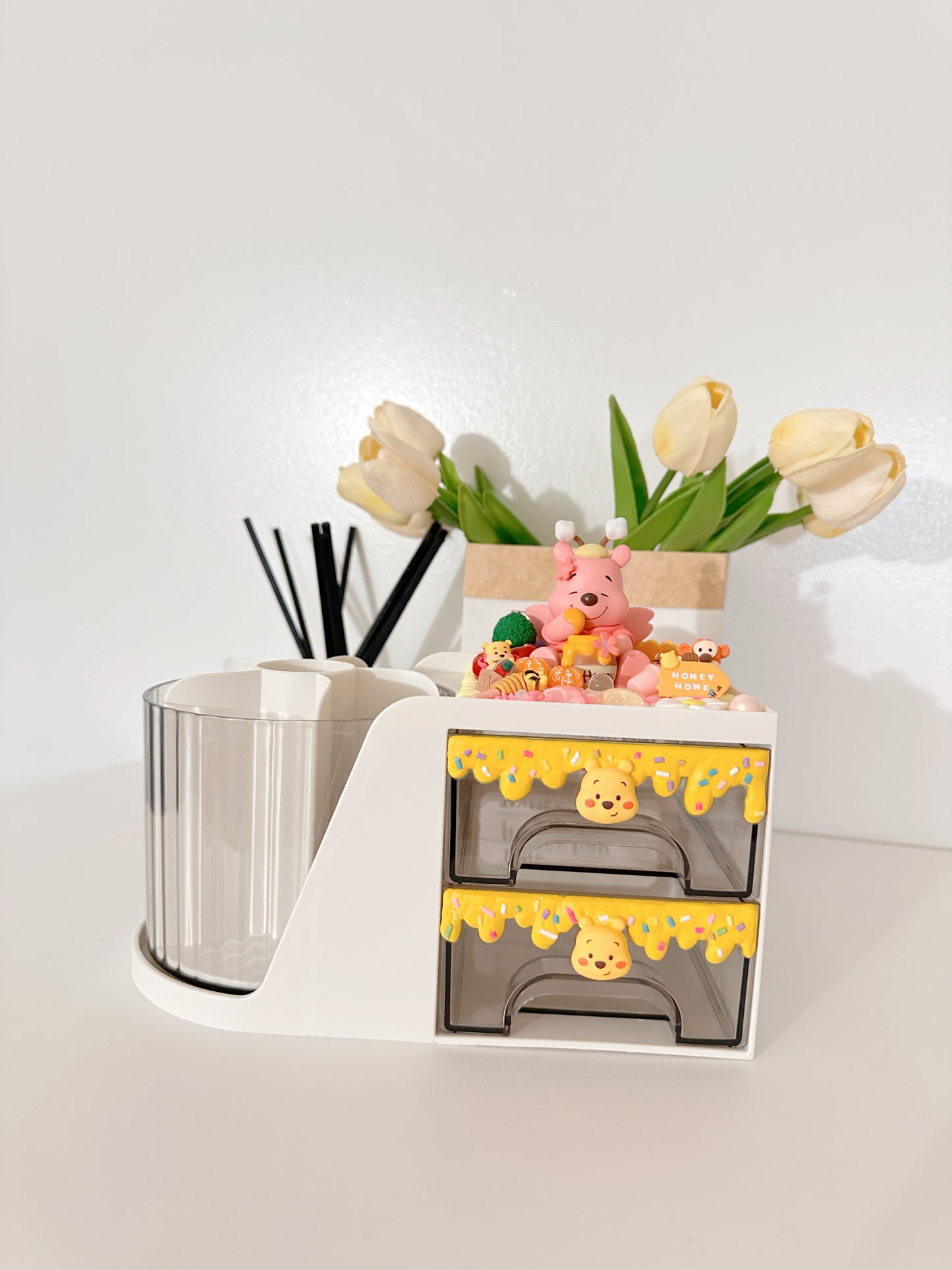 Themed desk organizer, 360°rotationg pen holder/brush holder, decoden storage box, room decor, art supply storage box