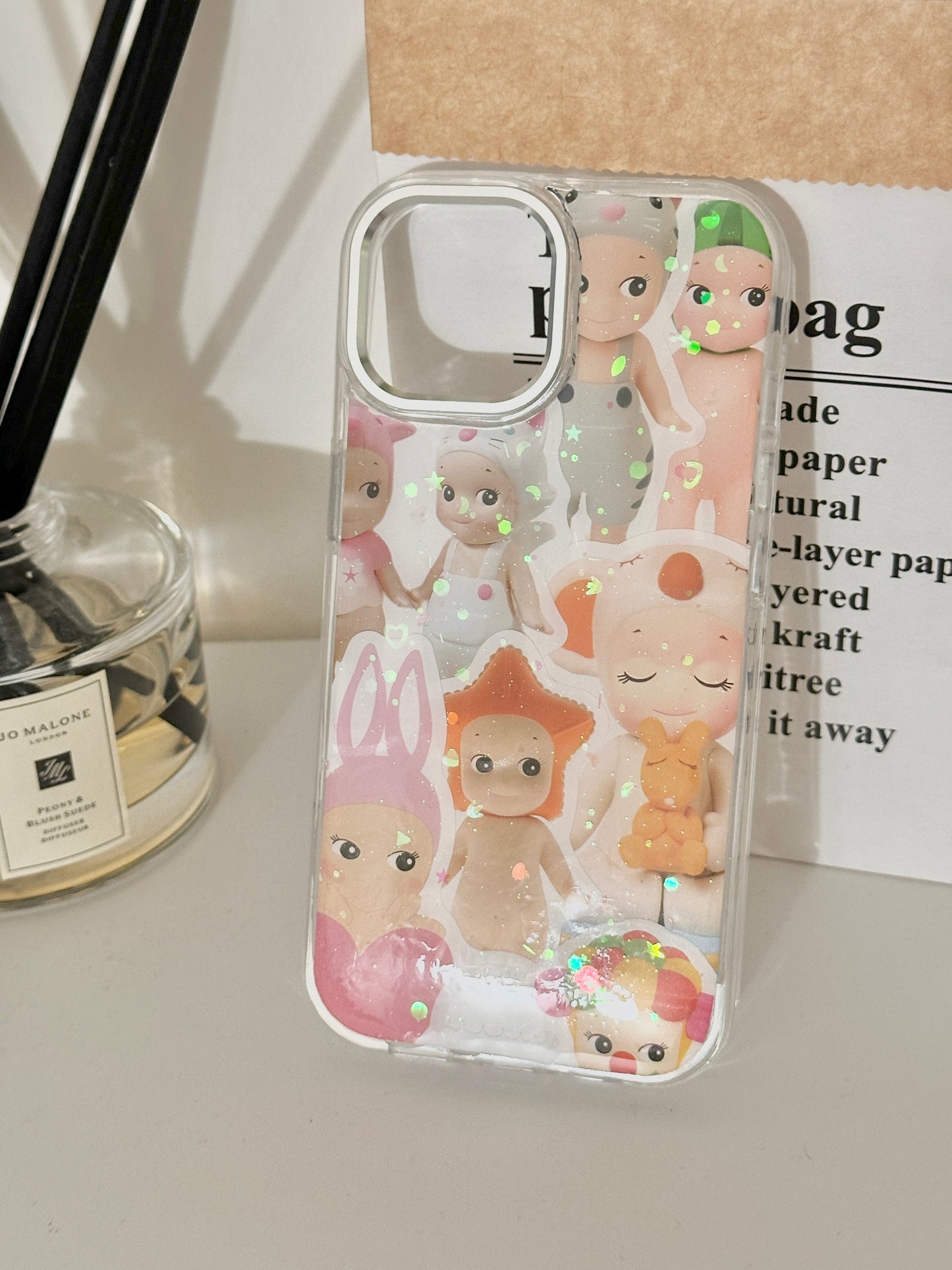 Sony Angel Resin phone cases, cute glitter phone accessories, sticker phone case