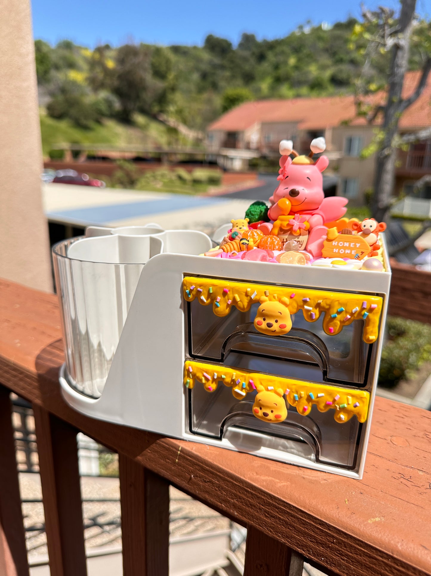Themed desk organizer, 360°rotationg pen holder/brush holder, decoden storage box, room decor, art supply storage box