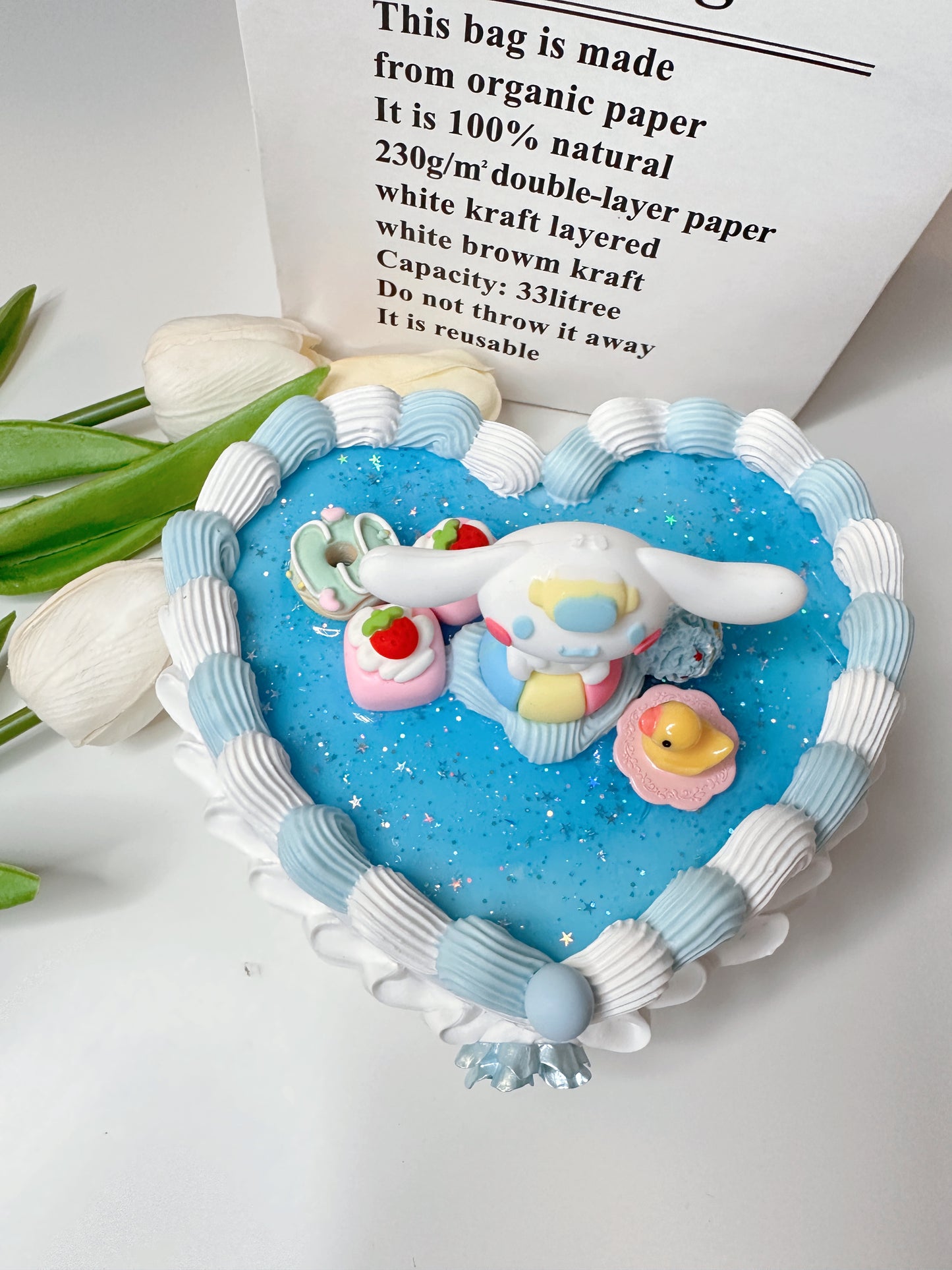 Figured Fake cake jewelry box, Handmade Kawaii Decoden Jewelry Box with Heart Shape for Girls, decoden storage box, cake box, room decor