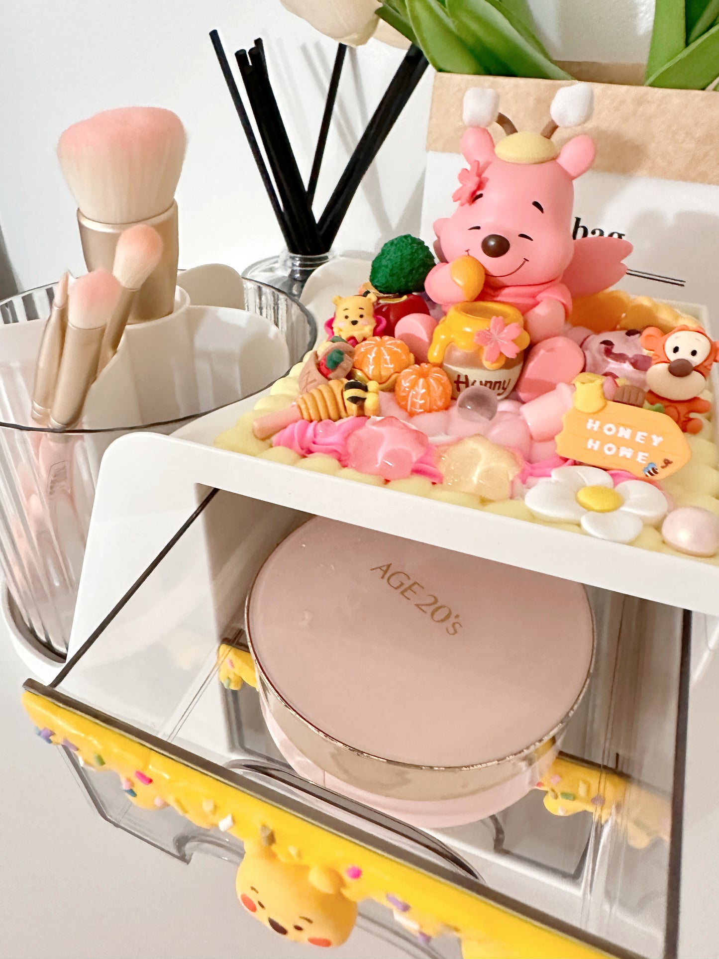 Themed desk organizer, 360°rotationg pen holder/brush holder, decoden storage box, room decor, art supply storage box
