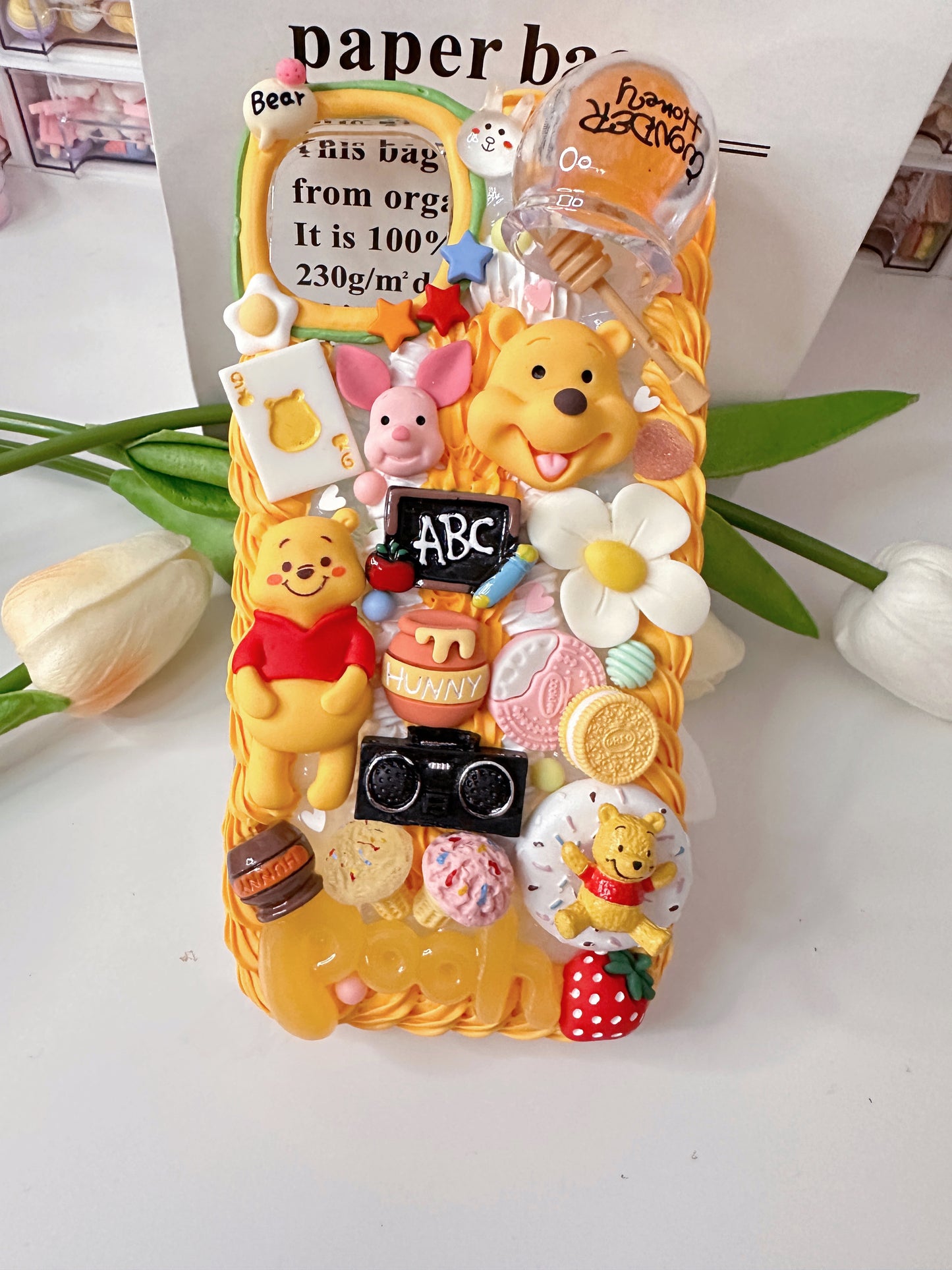 Winnie the Pooh Custom Decoden phone case, whipped cream phone case, Disney decor, Pooh Pooh Bear, Mickey mouse, DIY cases, custommade,disney gifts