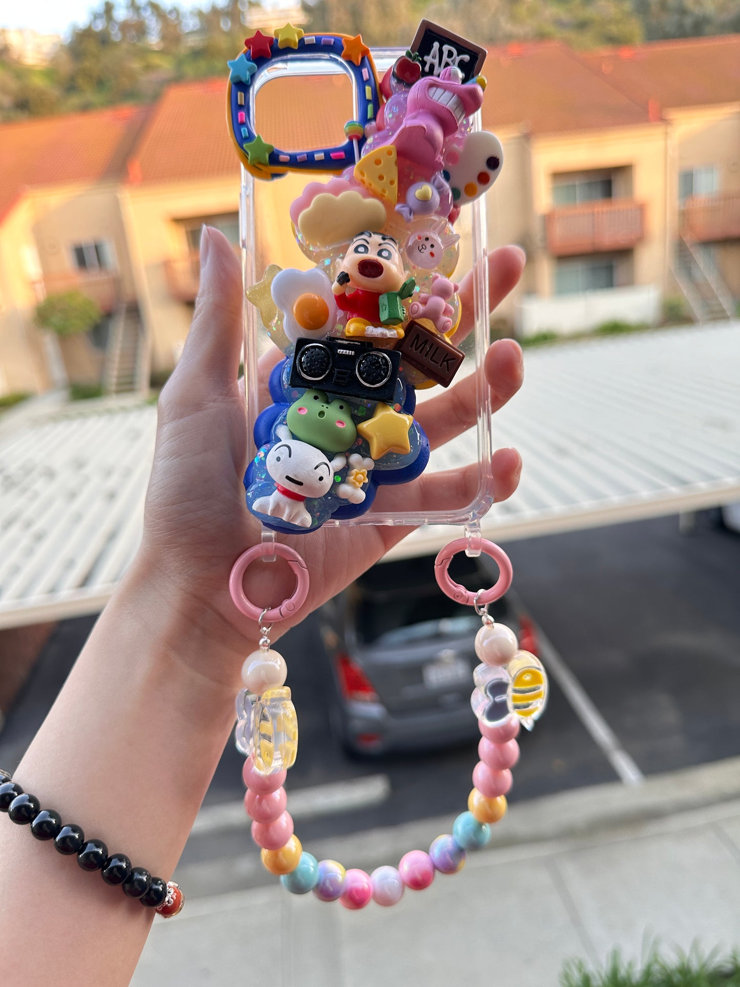 Anime Custom Decoden phone case, whipped cream phone case, inspired by Crayon Shin-chan, handmade phone cases, kawaii decoden cases