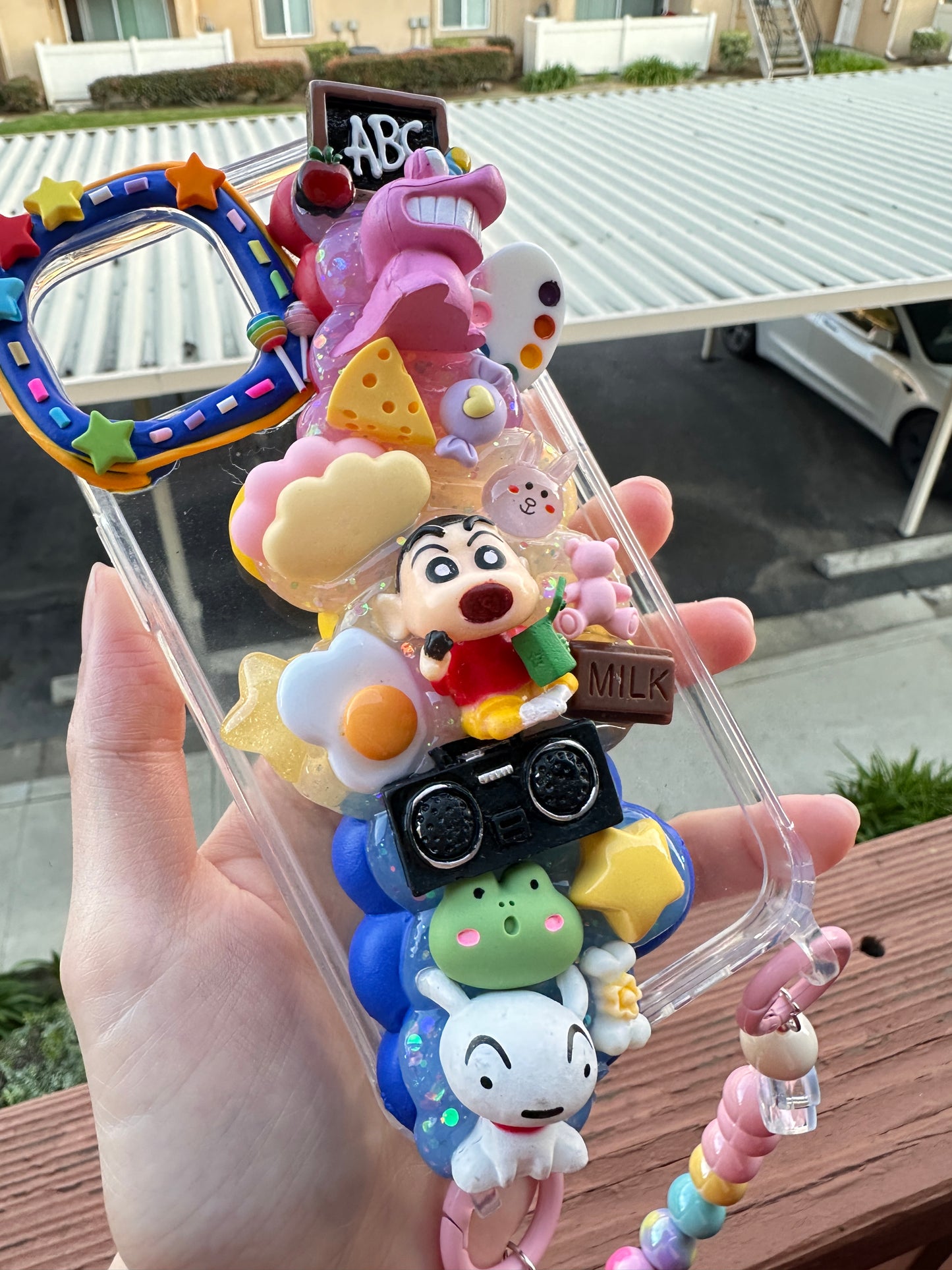 Anime Custom Decoden phone case, whipped cream phone case, inspired by Crayon Shin-chan, handmade phone cases, kawaii decoden cases
