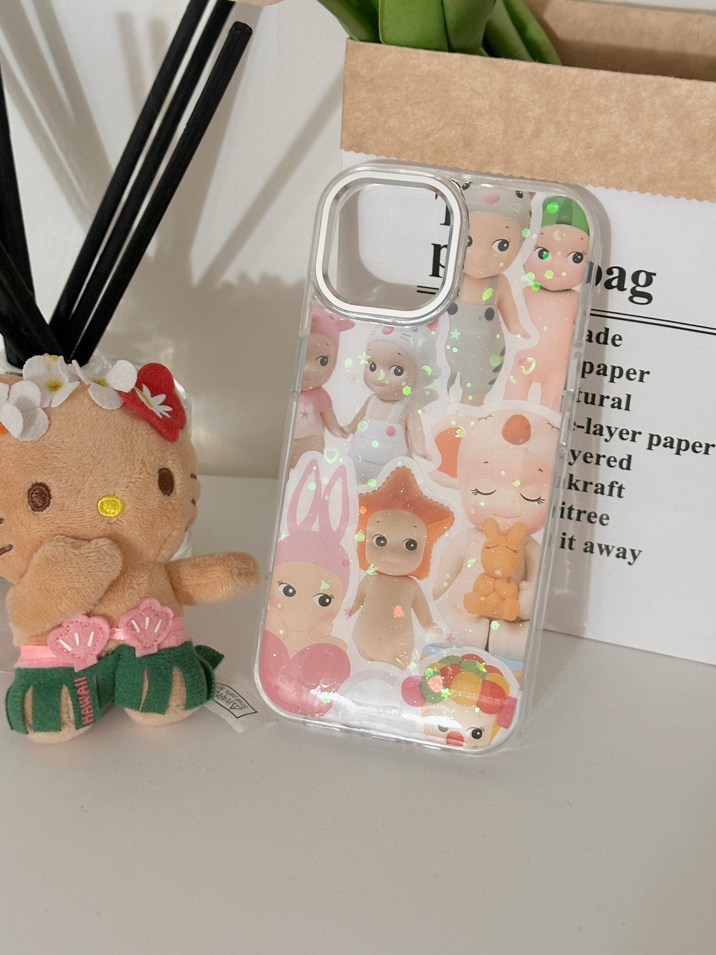 Sony Angel Resin phone cases, cute glitter phone accessories, sticker phone case