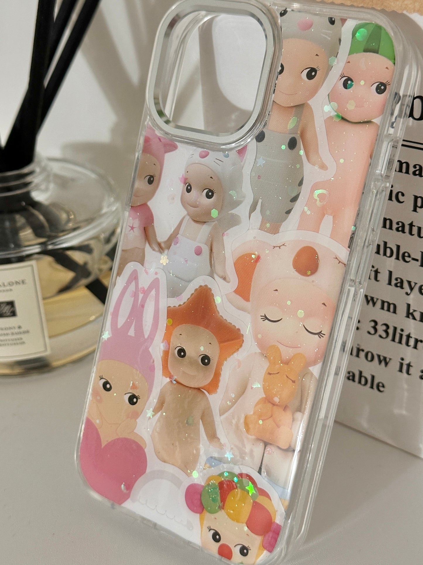 Sony Angel Resin phone cases, cute glitter phone accessories, sticker phone case