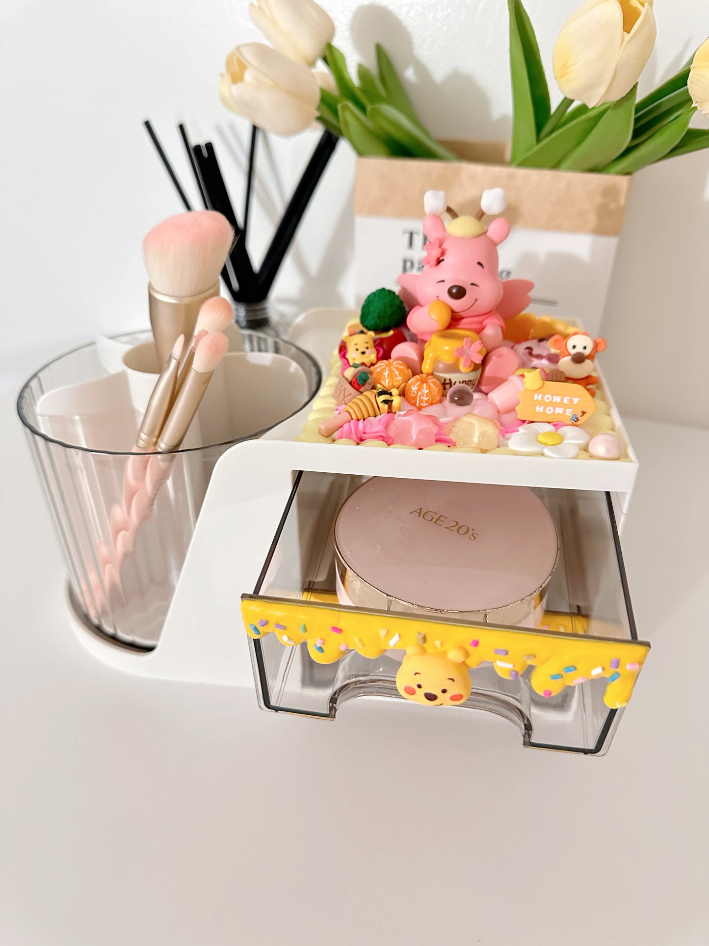 Themed desk organizer, 360°rotationg pen holder/brush holder, decoden storage box, room decor, art supply storage box