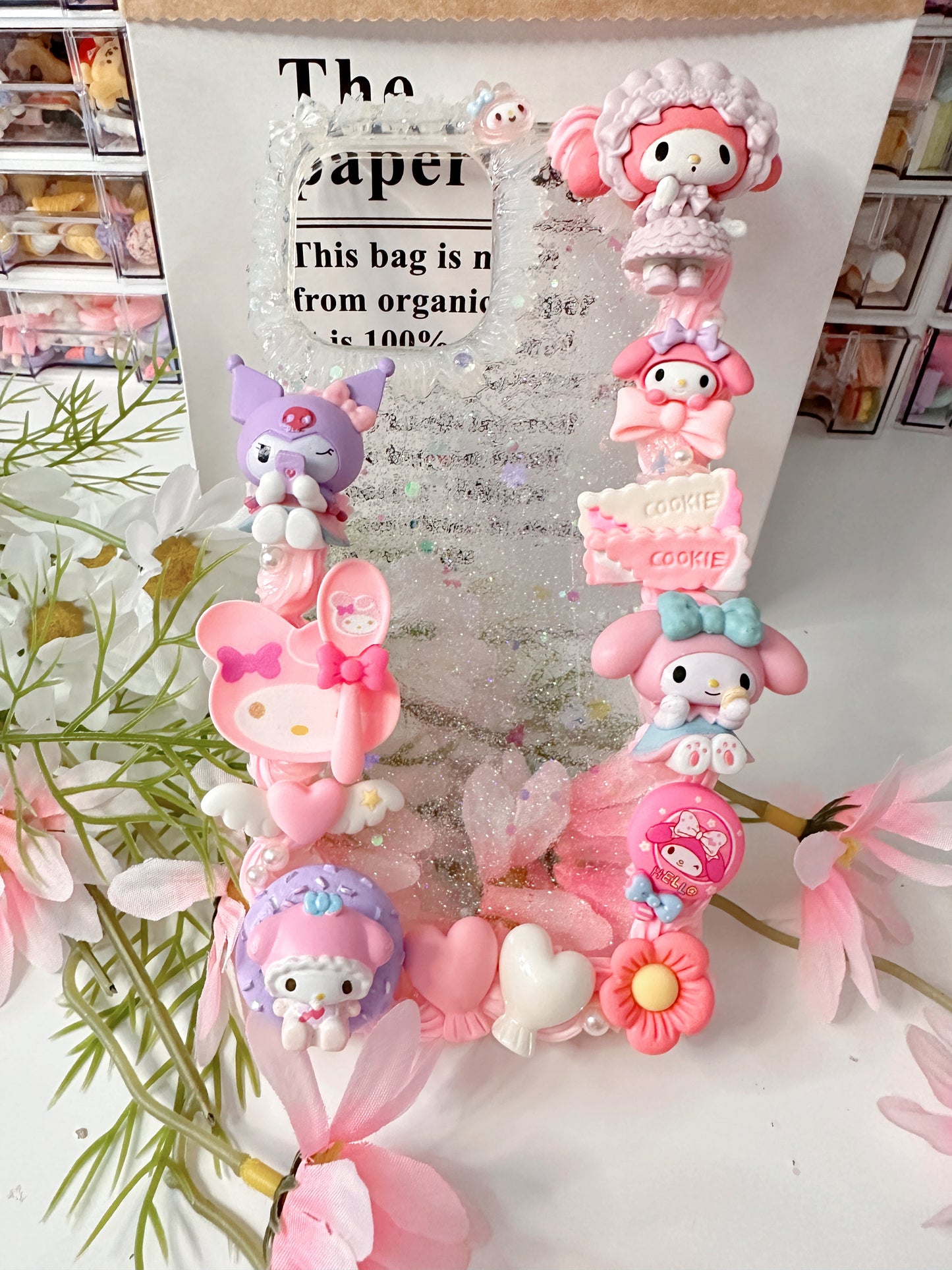 Sanrio MyMelody Kuromi Custom Decoden phone case, whipped cream phone case, DIY cases, 3D Anime phone case, Melody phone case