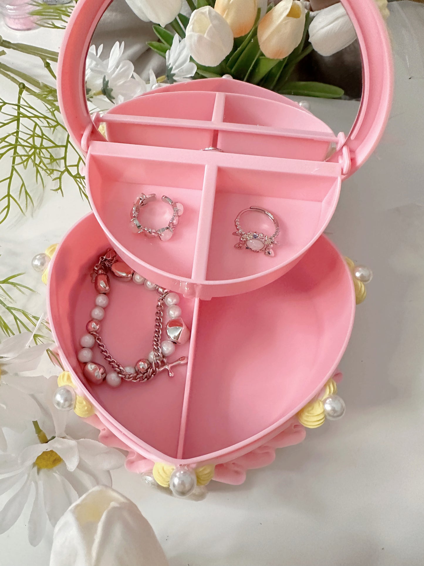 Fake cake jewelry box, Handmade Kawaii Decoden Jewelry Box with Heart Shape for Girls, decoden storage box, cake box, room decor