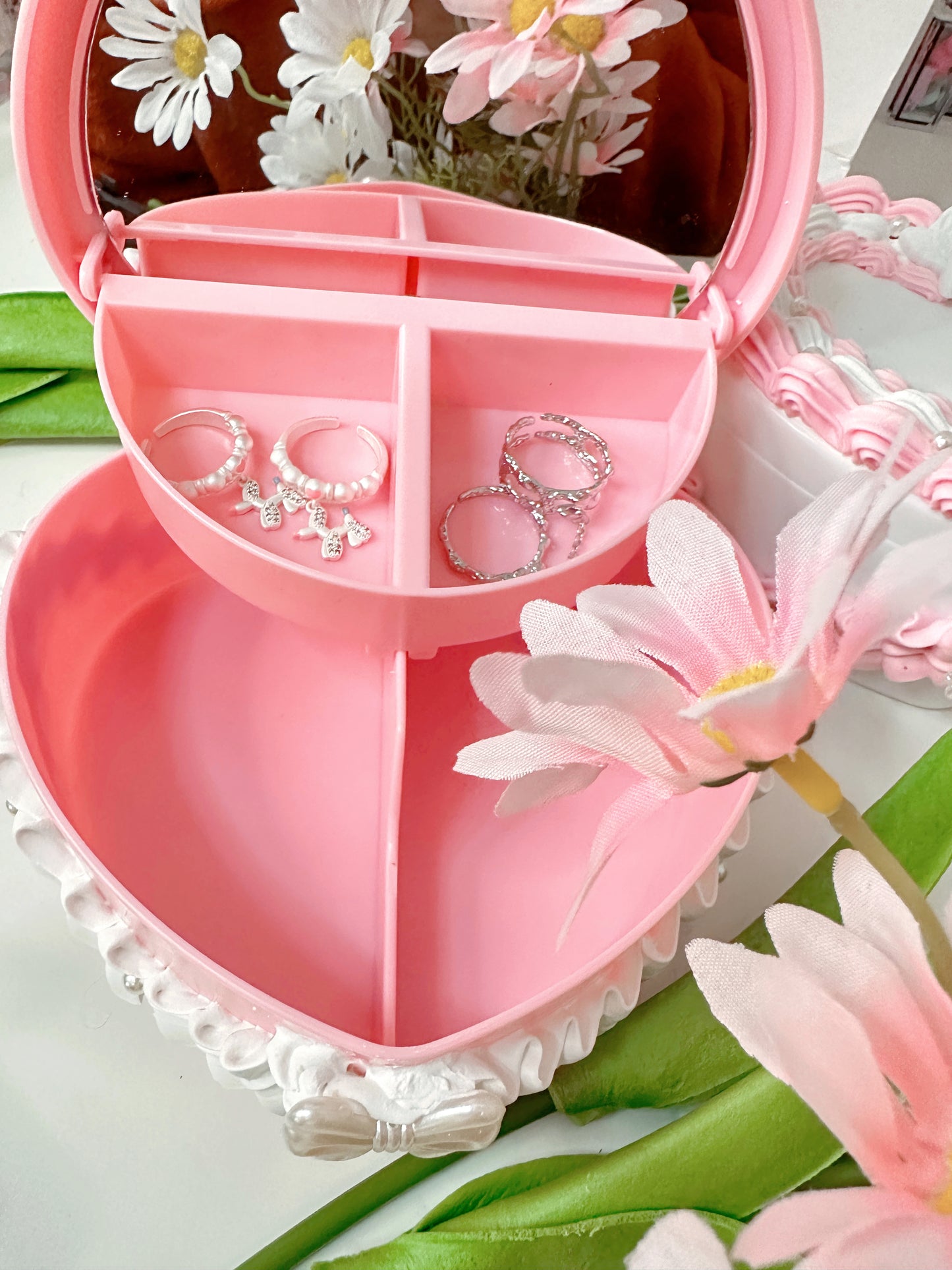 Fake cake jewelry box, Custom Decoden jewelry organizer, Kawaii decoden jewelry heart box, decoden storage box, cake box, room decor
