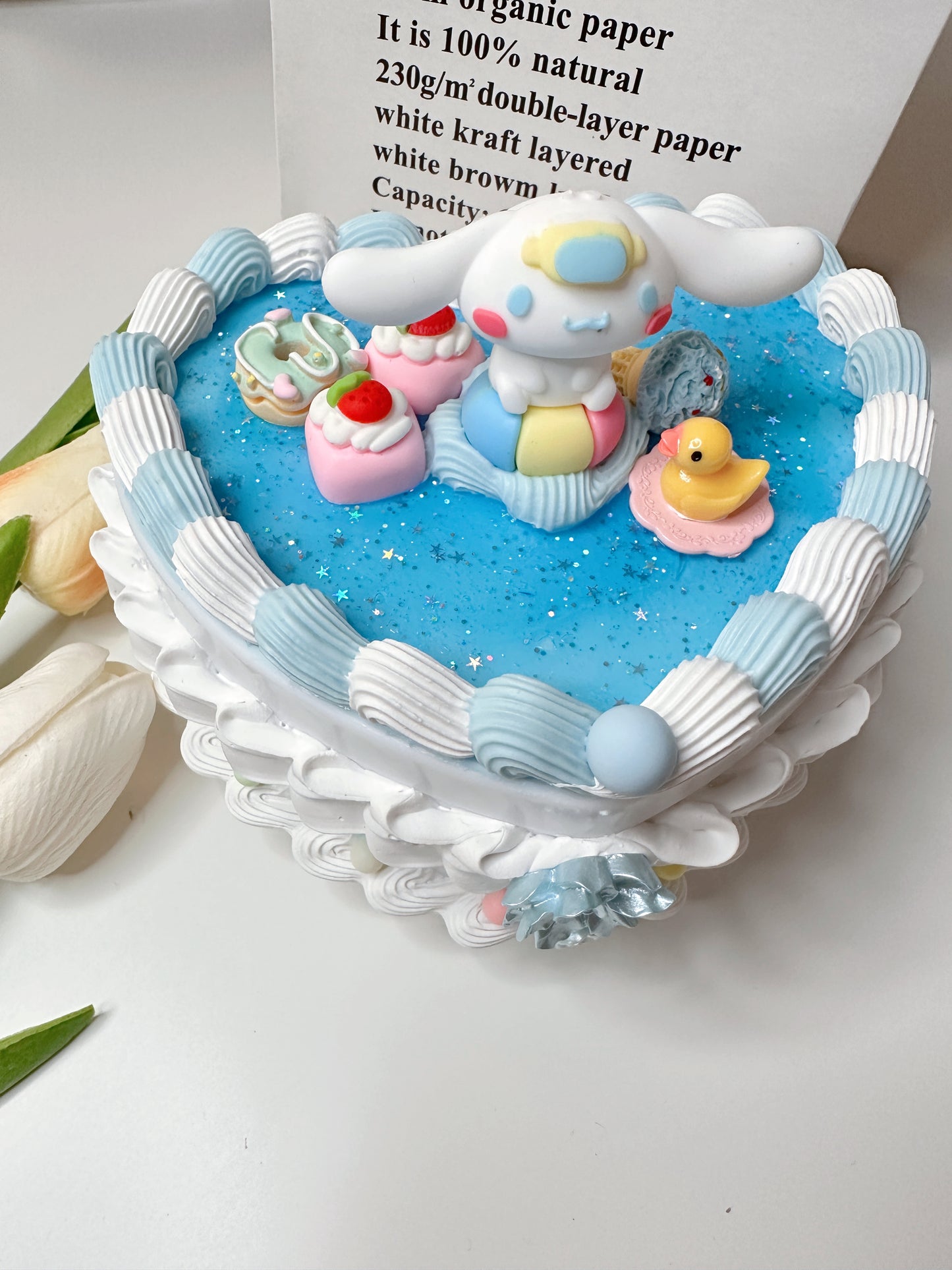 Figured Fake cake jewelry box, Handmade Kawaii Decoden Jewelry Box with Heart Shape for Girls, decoden storage box, cake box, room decor