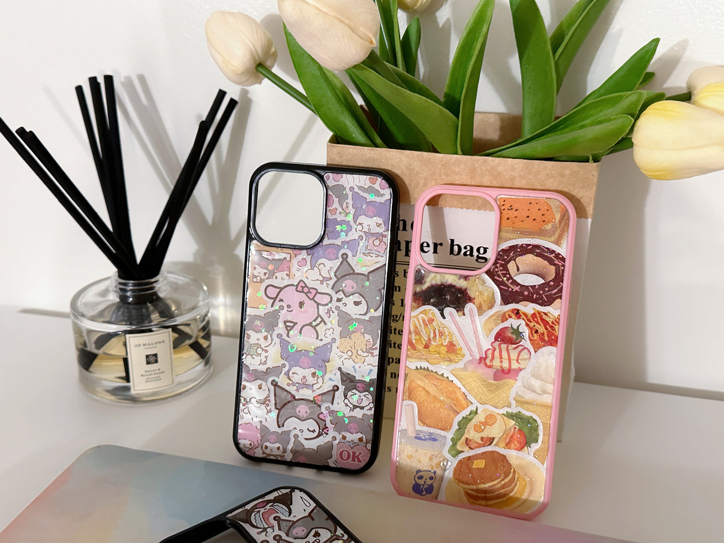 Resin phone cases, cute glitter phone accessories, sticker phone case