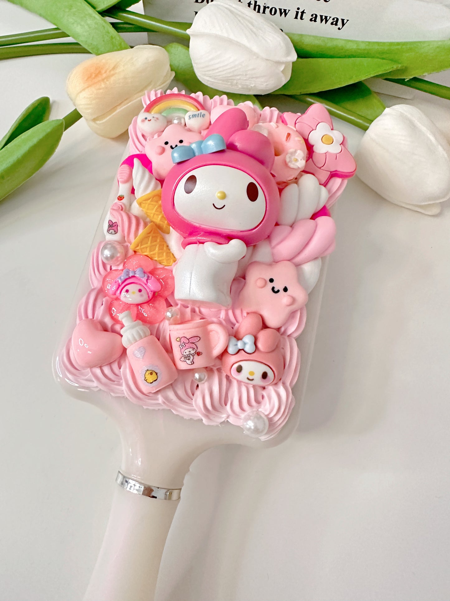 Sanriocore Kawaii Decoden Air Cushion Comb, whipped cream Women vintage decor large Hair bursh,cute hair brush,decoden compact brush