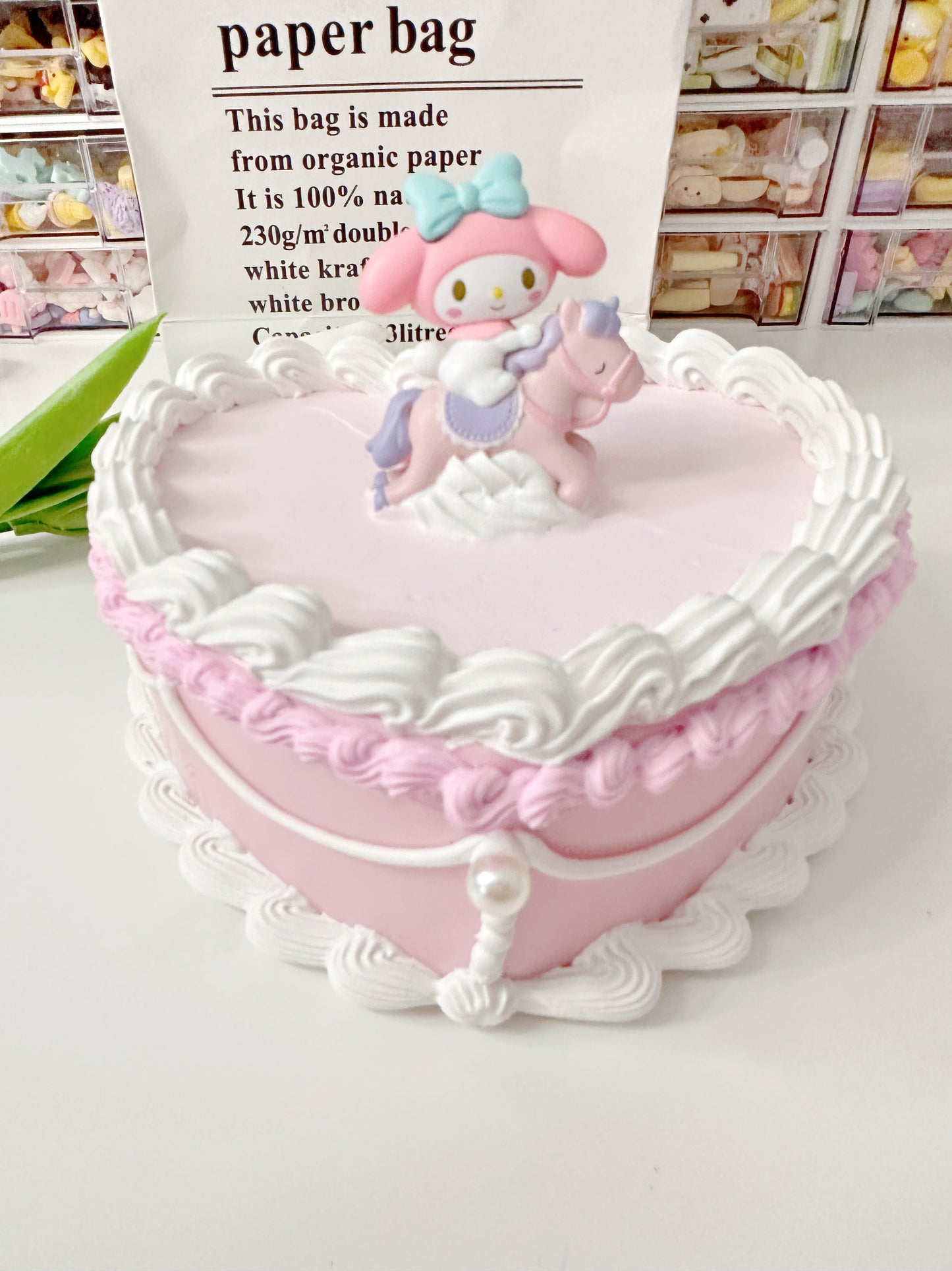 Kuromi MyMelody Fake cake jewelry box, Custom Decoden jewelry organizer, Kawaii decoden jewelry heart box, decoden storage box, cake box, room decor