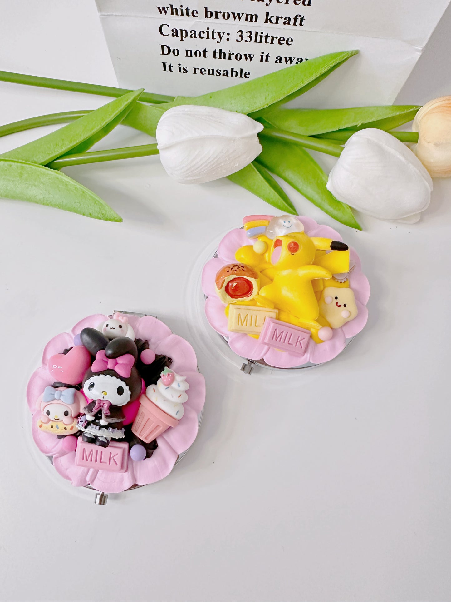 Customized Compact mirror Decoden mirror, whipped cream portable mirror,pocket mirror,Fake Cream, Small Cute Mirror, makeup mirror without LACE