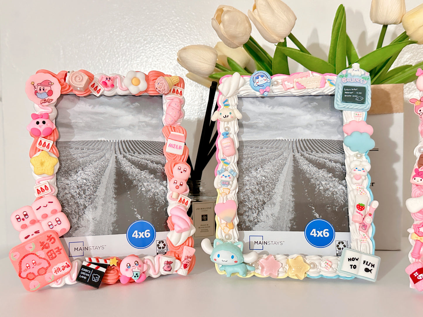 Cute Decoden Decorated Photo Frame 4" × 6", Themed Frames, Disney, Decoden Diy, Diy Resin Charms, DIY photo frame