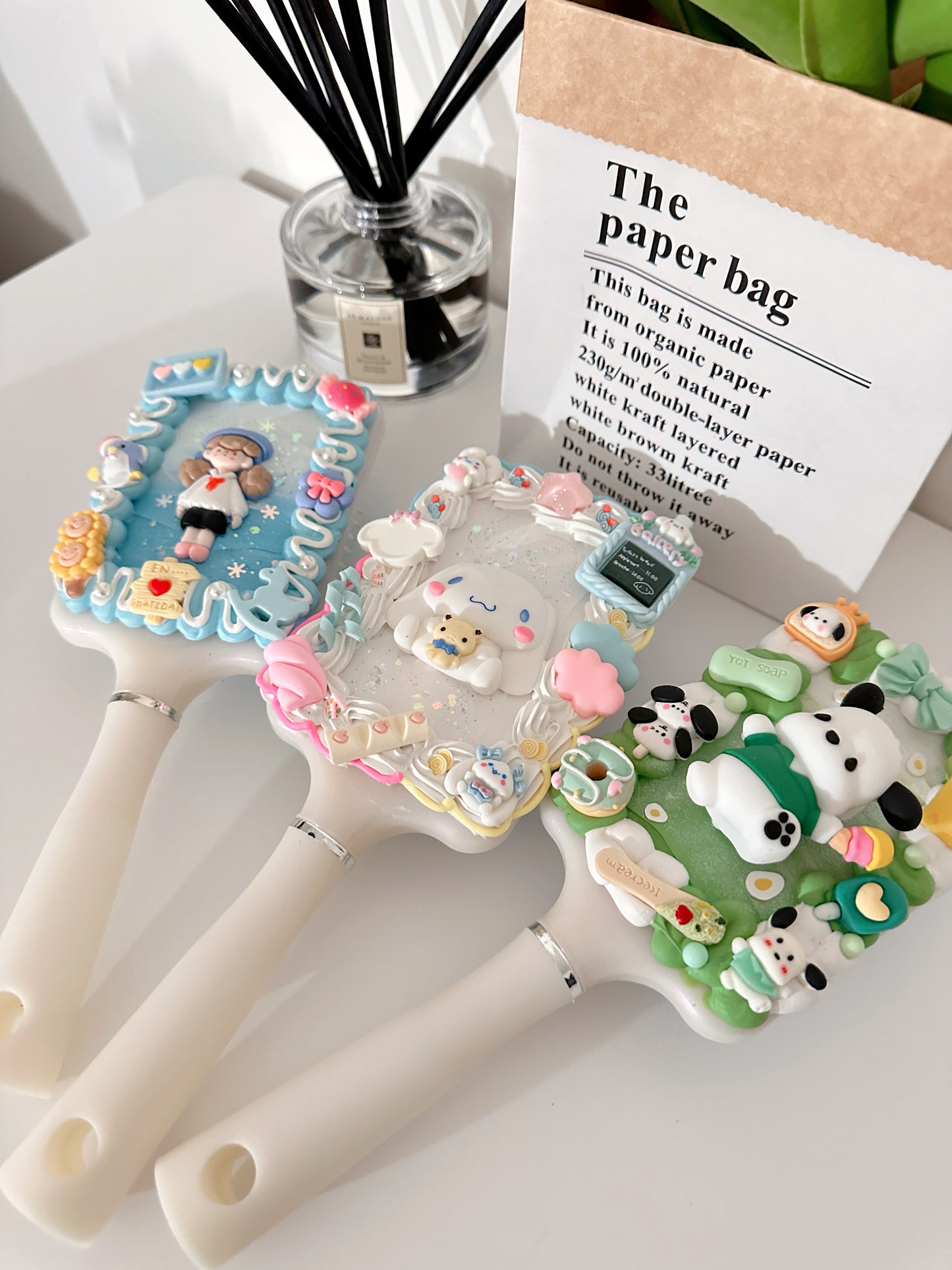 Kawaii Decoden Air Cushion Comb, whipped cream Women vintage decor large Hair bursh,cute hair brush,decoden compact brush