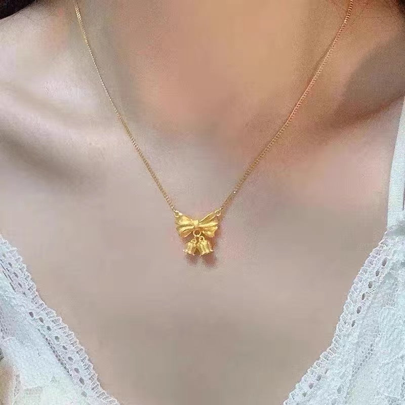 Sweetheart Romantic Bow Knot Bell Necklace