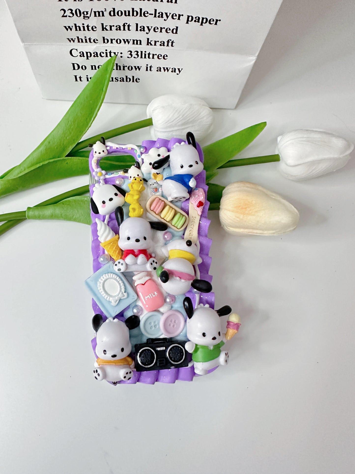 Custom Kawaii Character Decoden Phone case decoden iPhone case Samsung decoden case custom pink anime phone case resin phone case Cute Puppy