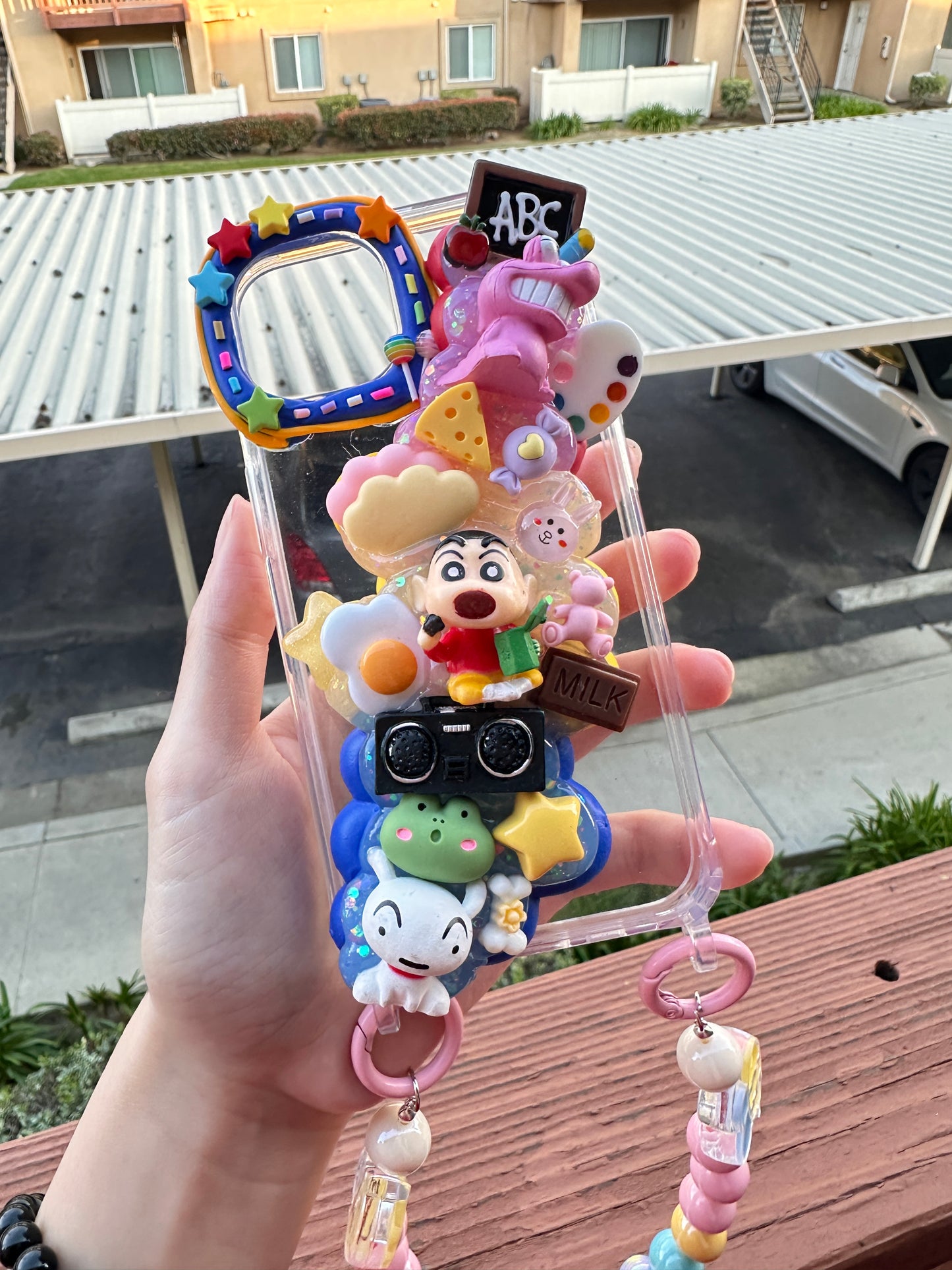 Anime Custom Decoden phone case, whipped cream phone case, inspired by Crayon Shin-chan, handmade phone cases, kawaii decoden cases