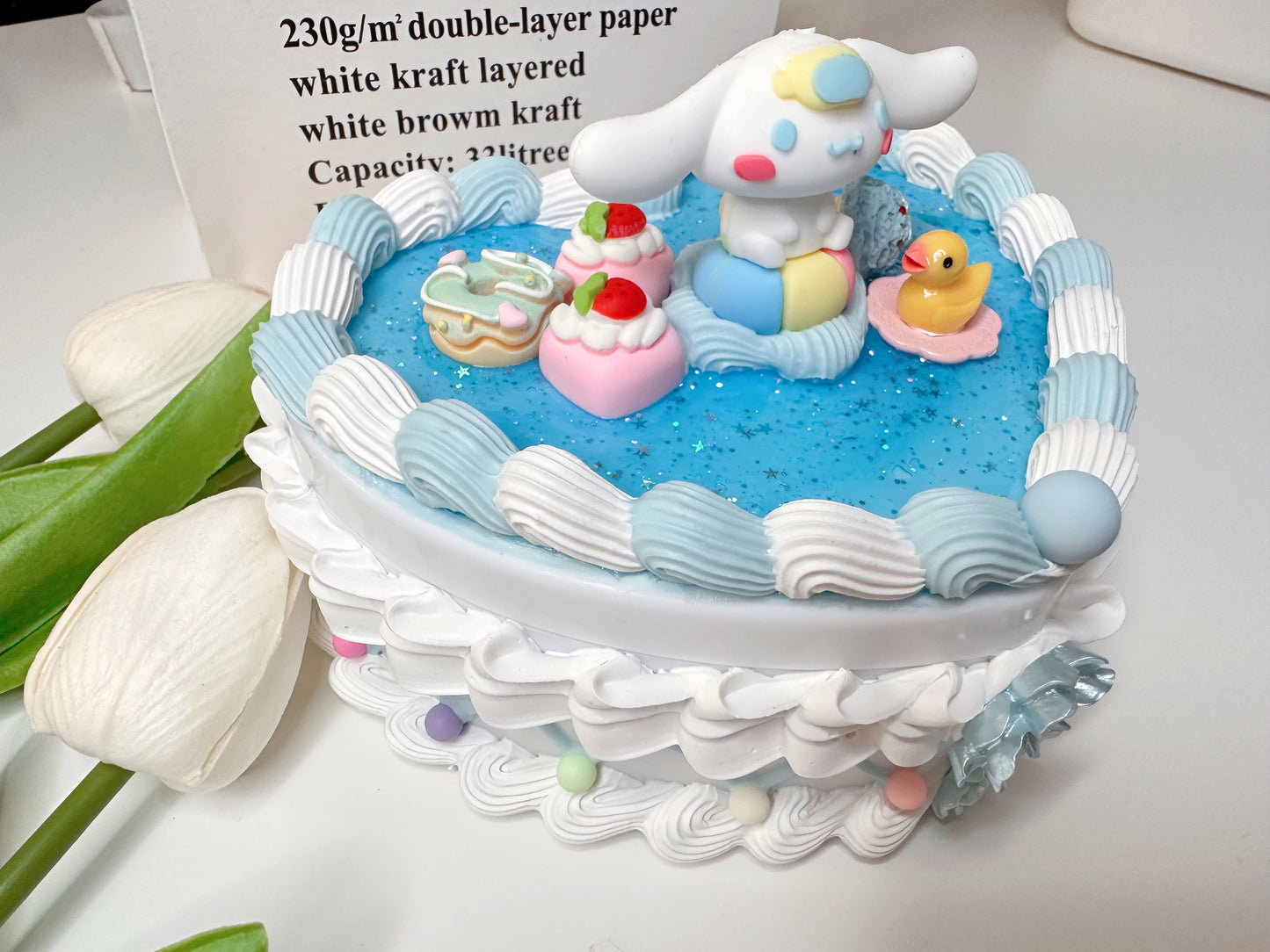 Figured Fake cake jewelry box, Handmade Kawaii Decoden Jewelry Box with Heart Shape for Girls, decoden storage box, cake box, room decor