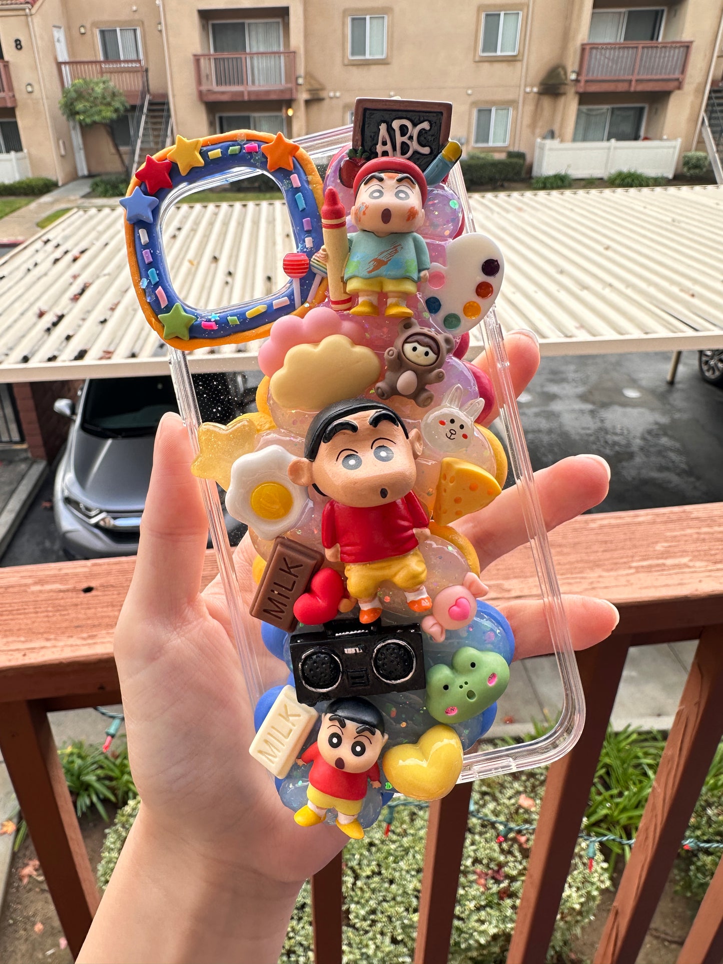 Anime Custom Decoden phone case, whipped cream phone case, inspired by Crayon Shin-chan, handmade phone cases, kawaii decoden cases