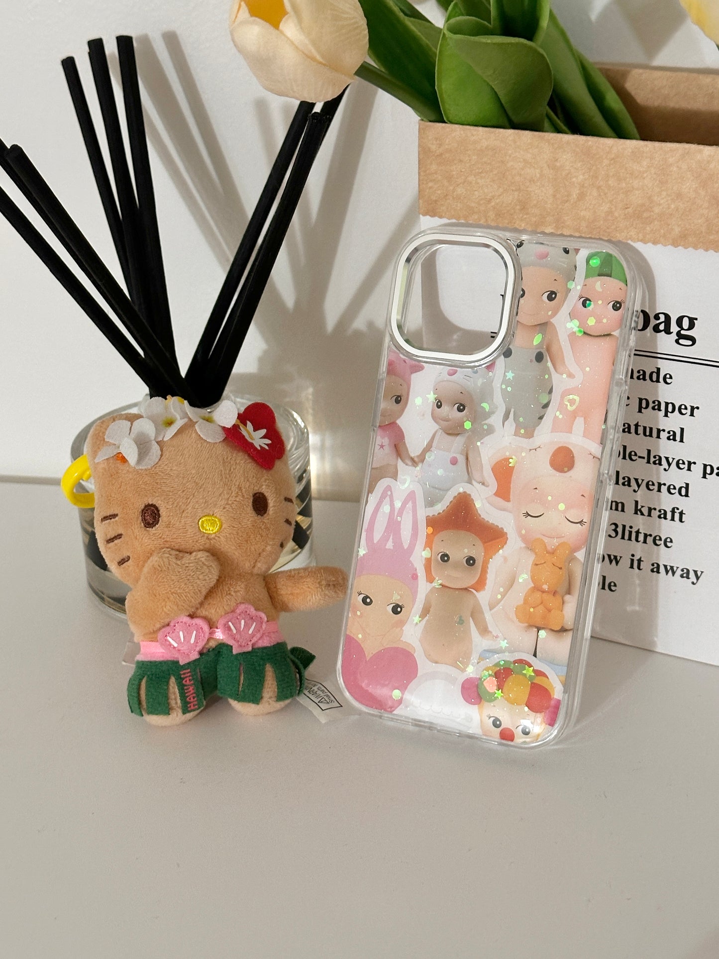 Sony Angel Resin phone cases, cute glitter phone accessories, sticker phone case