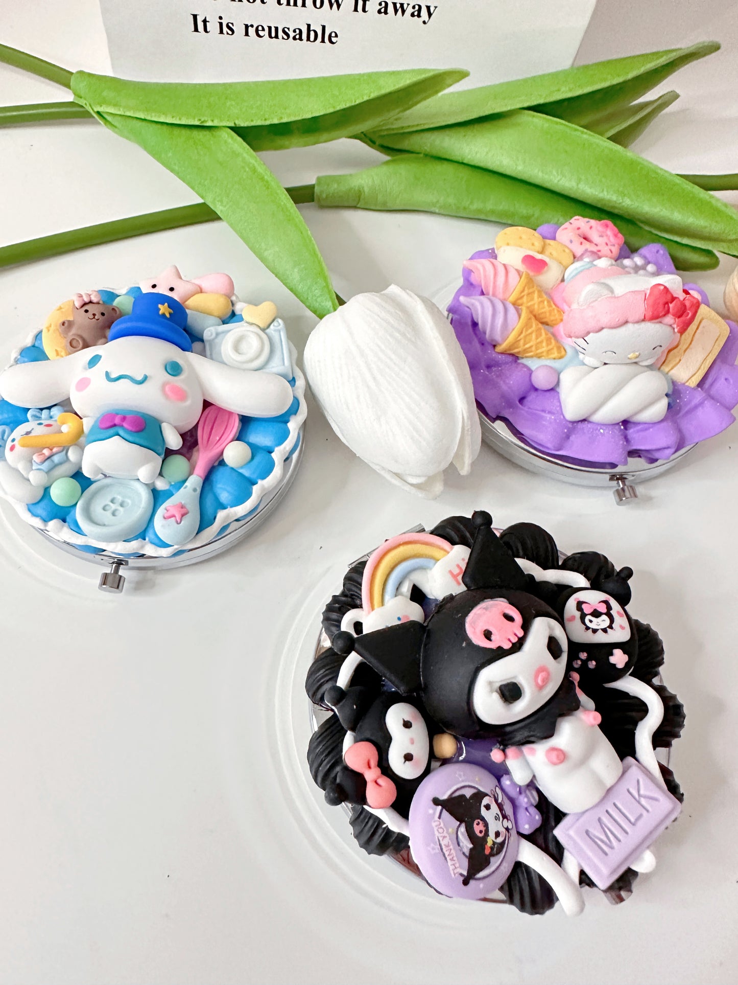 Themed Custom Decoden mirror, whipped cream portable mirror,pocket mirror,Fake Cream, Small Cute Mirror, makeup mirror without LACE