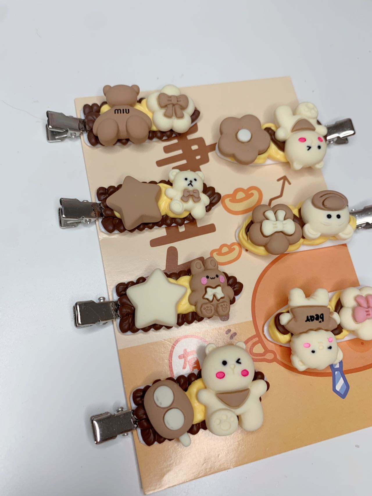 2-Pack Randomly Chosen Cute Colorful Custom Decoden Hair Clips,whipped cream girls hair clips, personalized gifts for her(2 pcs)