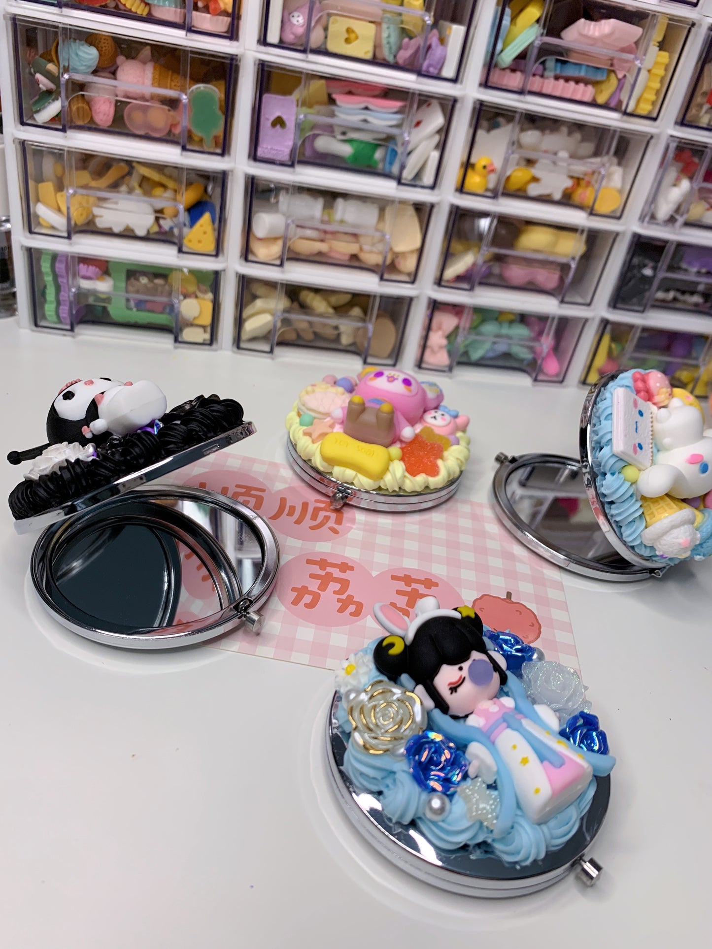 Themed Custom Decoden mirror, whipped cream portable mirror,pocket mirror,Fake Cream, Small Cute Mirror, makeup mirror without LACE