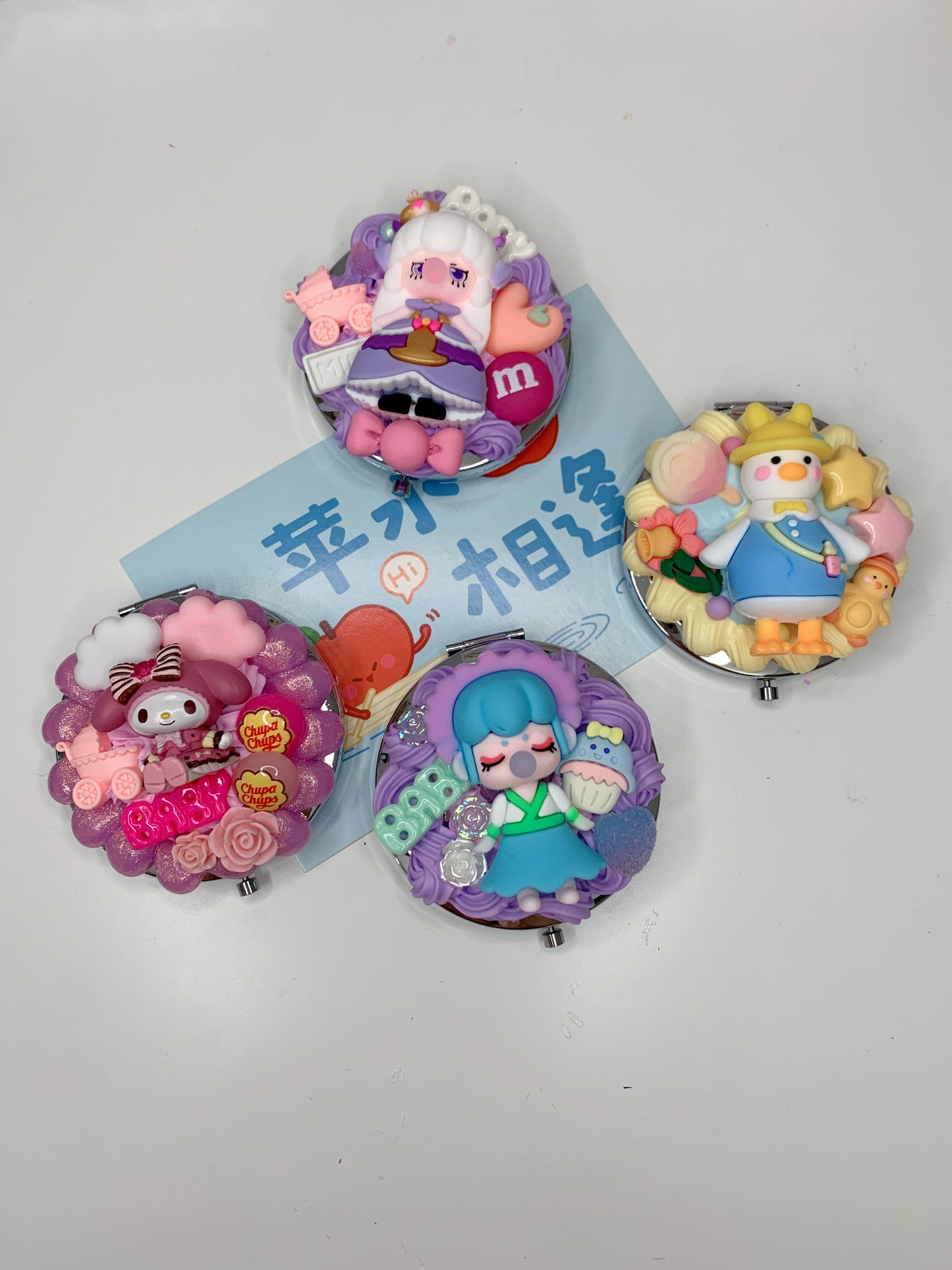 Themed Custom Decoden mirror, whipped cream portable mirror,pocket mirror,Fake Cream, Small Cute Mirror, makeup mirror without LACE