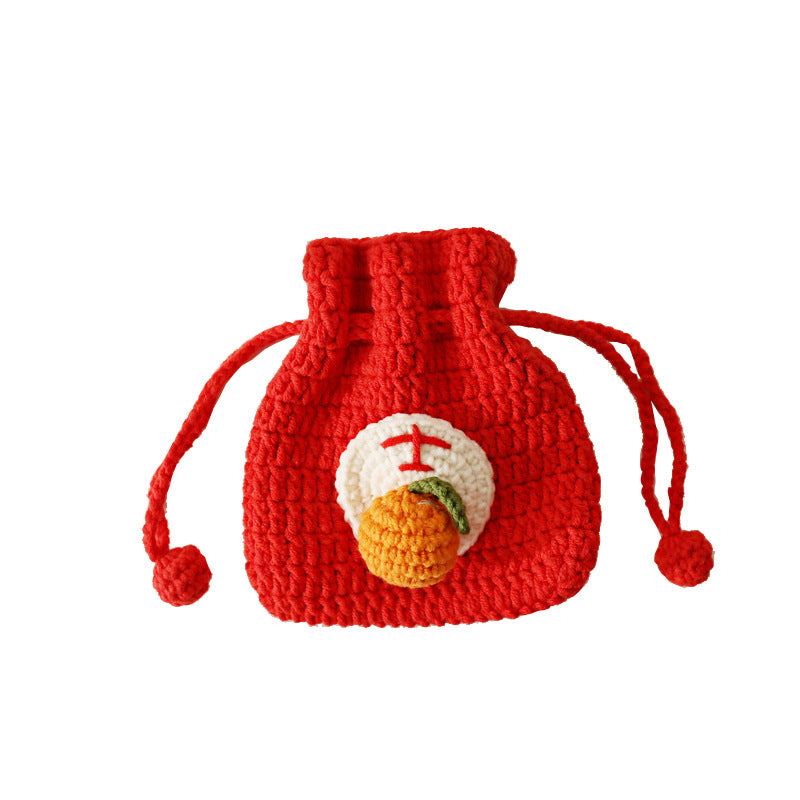 Good luck and good meaning hand-woven coin purse girl sweet blessing bag red drawstring pocket
