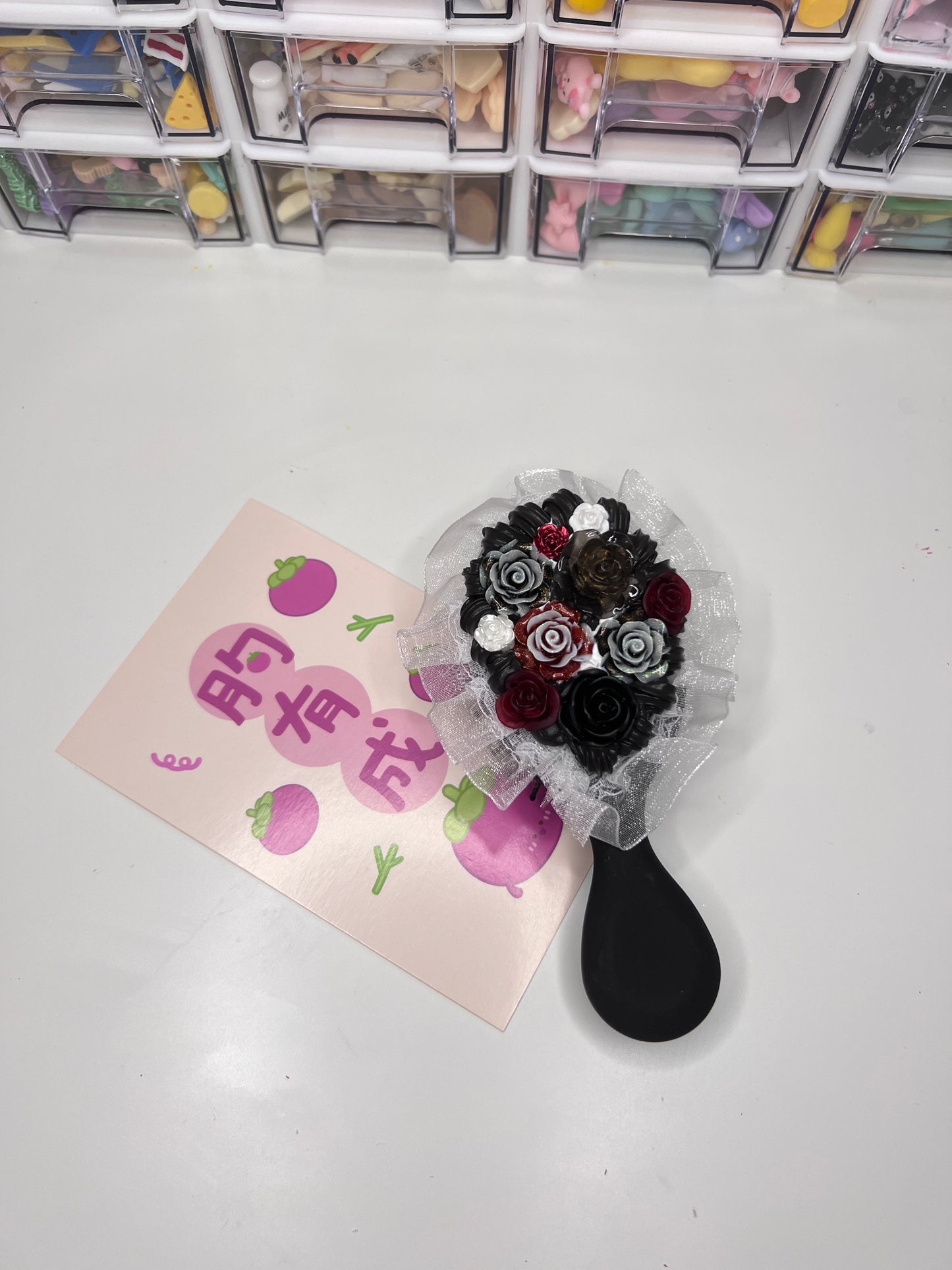 Custom Decoden Hair brush, whipped cream Hair brush,Women lovely decor mini Hair bursh,cute hair brush,decoden compact brush kids with LACE