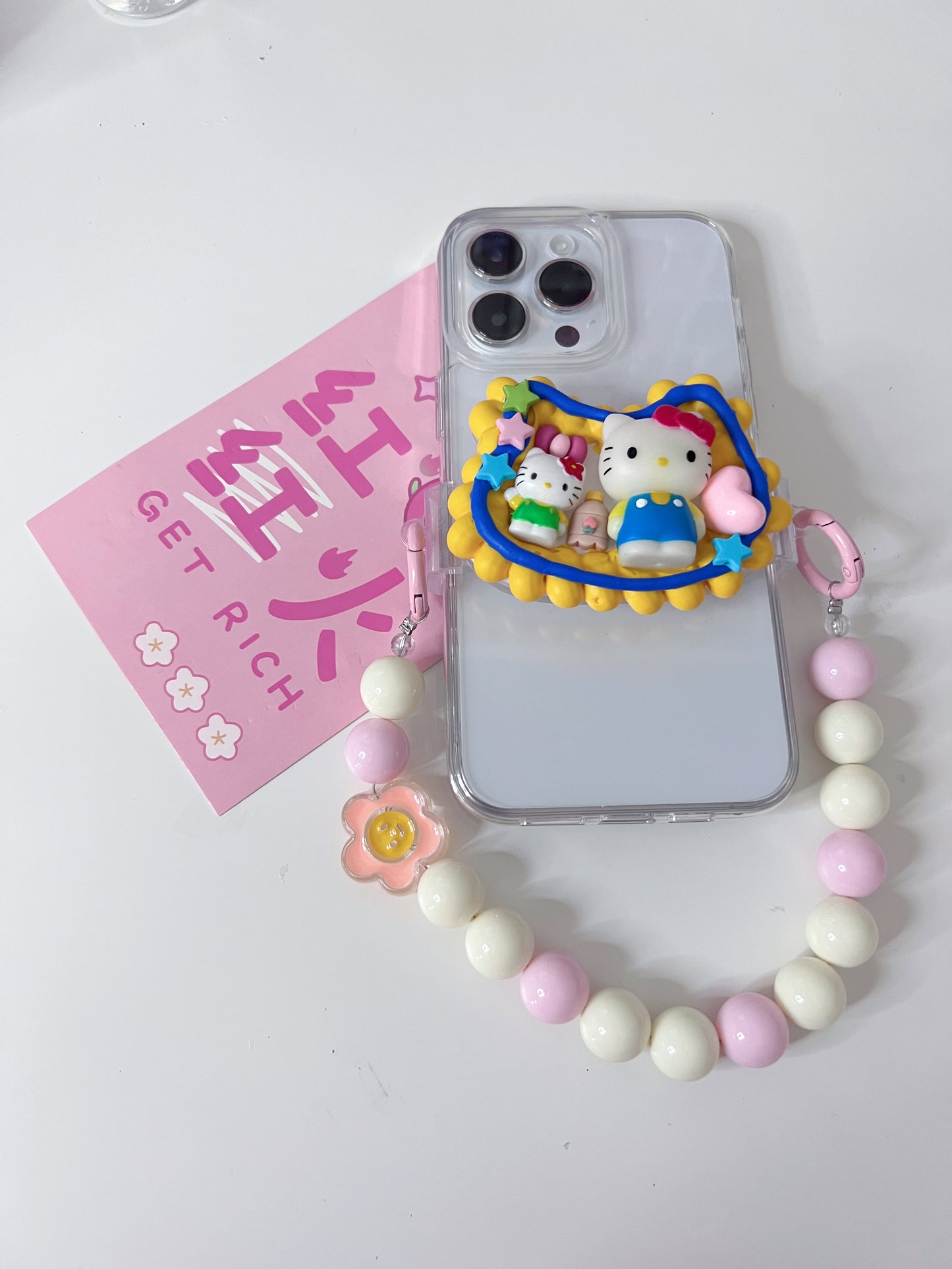 HelloKitty Whipped cream phone clip holder,cute phone case,diycases,custommade phone holder,3D Anime Phone Case,Kawaii Whip Cream Case,back phone holder