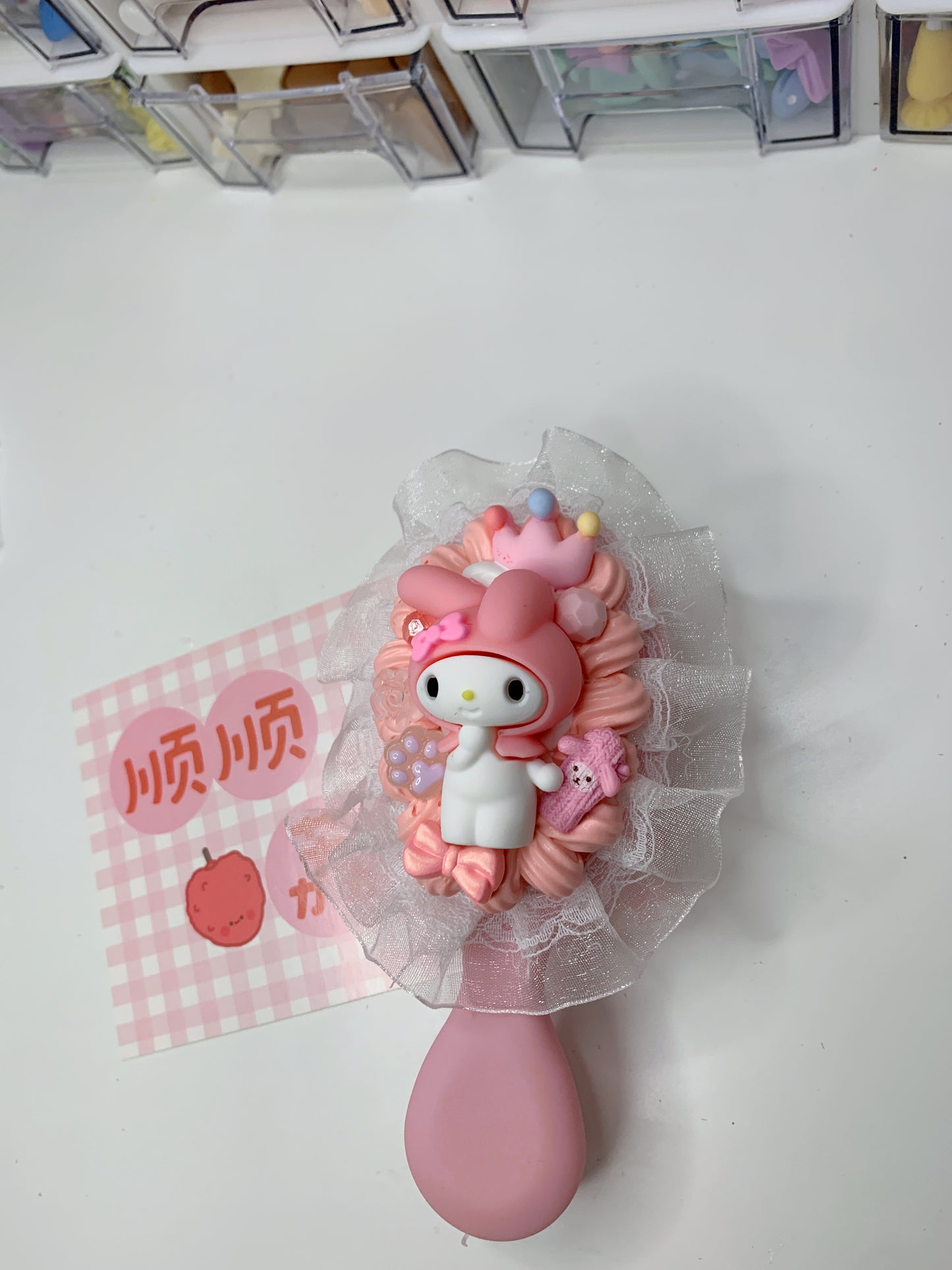 Custom Decoden Hair brush, whipped cream Hair brush,Women lovely decor mini Hair bursh,cute hair brush,decoden compact brush kids with LACE