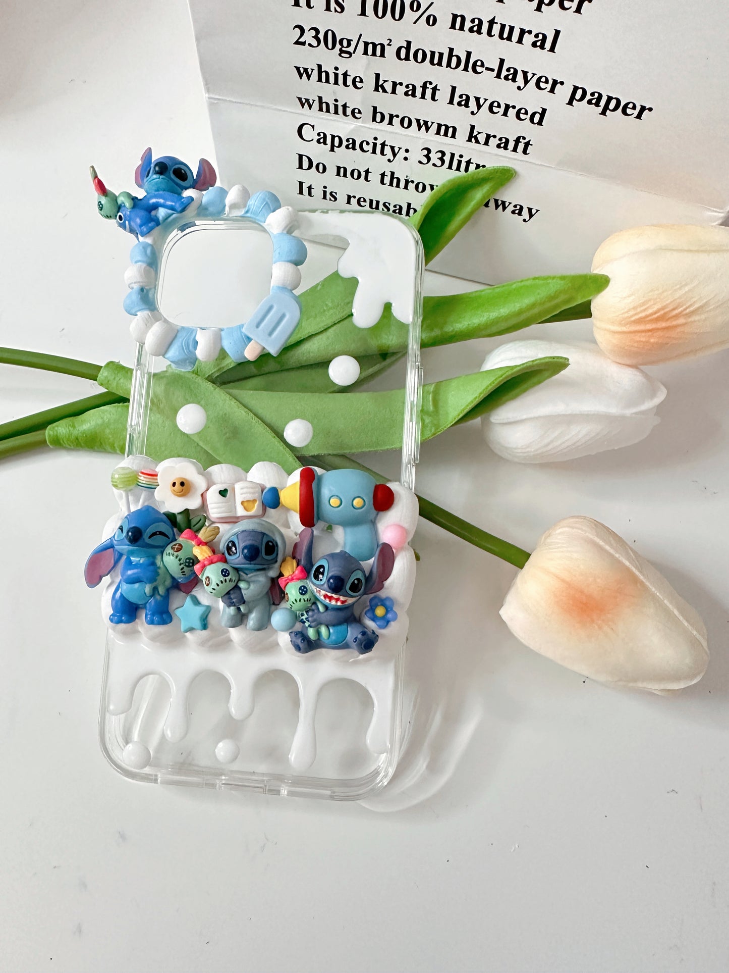 Stitch Custom Decoden phone case, whipped cream phone case, DIY Disney case, cute cartoon