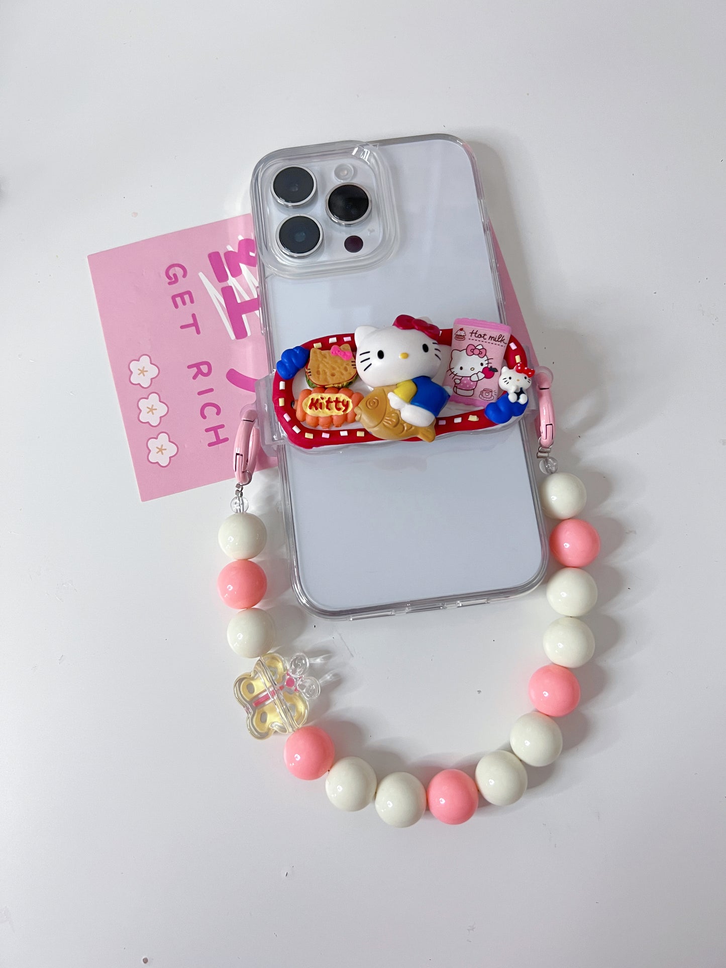 HelloKitty Whipped cream phone clip holder,cute phone case,diycases,custommade phone holder,3D Anime Phone Case,Kawaii Whip Cream Case,back phone holder