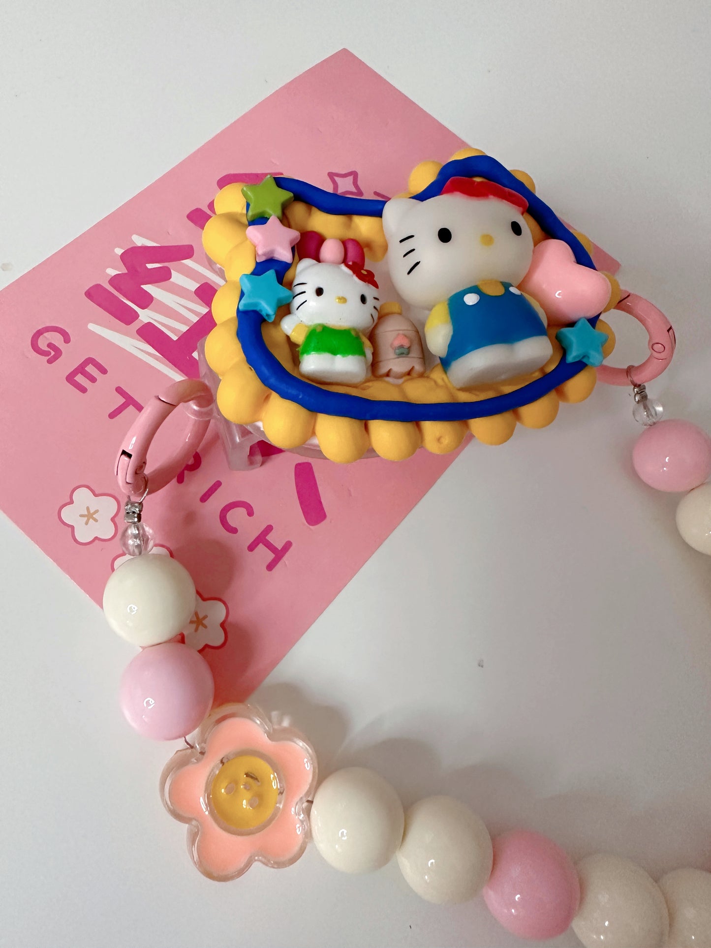 HelloKitty Whipped cream phone clip holder,cute phone case,diycases,custommade phone holder,3D Anime Phone Case,Kawaii Whip Cream Case,back phone holder