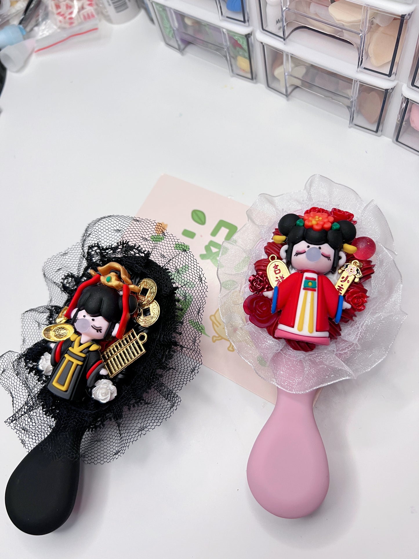 Custom Decoden Hair brush, whipped cream Hair brush,Women lovely decor mini Hair bursh,cute hair brush,decoden compact brush kids with LACE