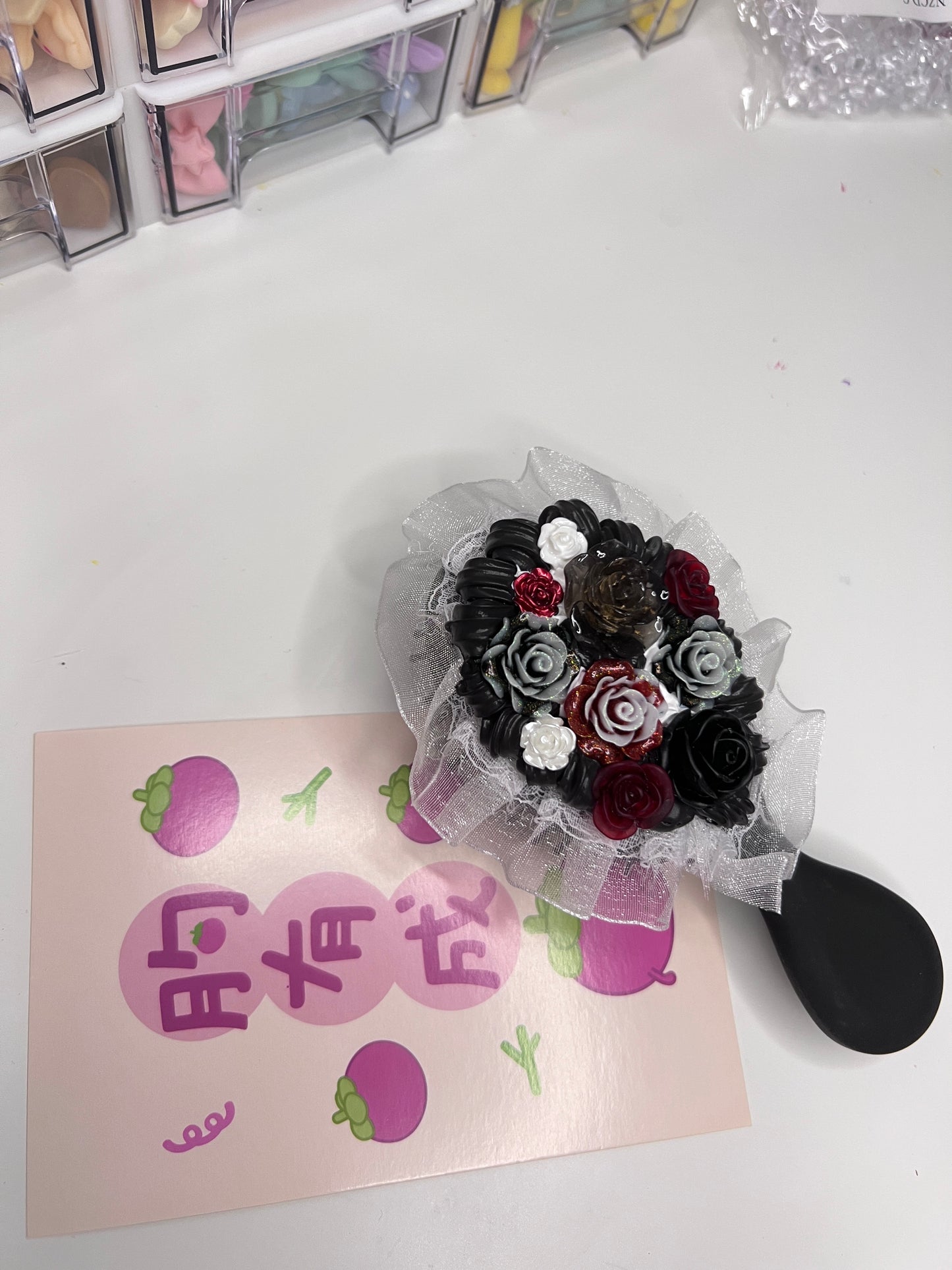Custom Decoden Hair brush, whipped cream Hair brush,Women lovely decor mini Hair bursh,cute hair brush,decoden compact brush kids with LACE
