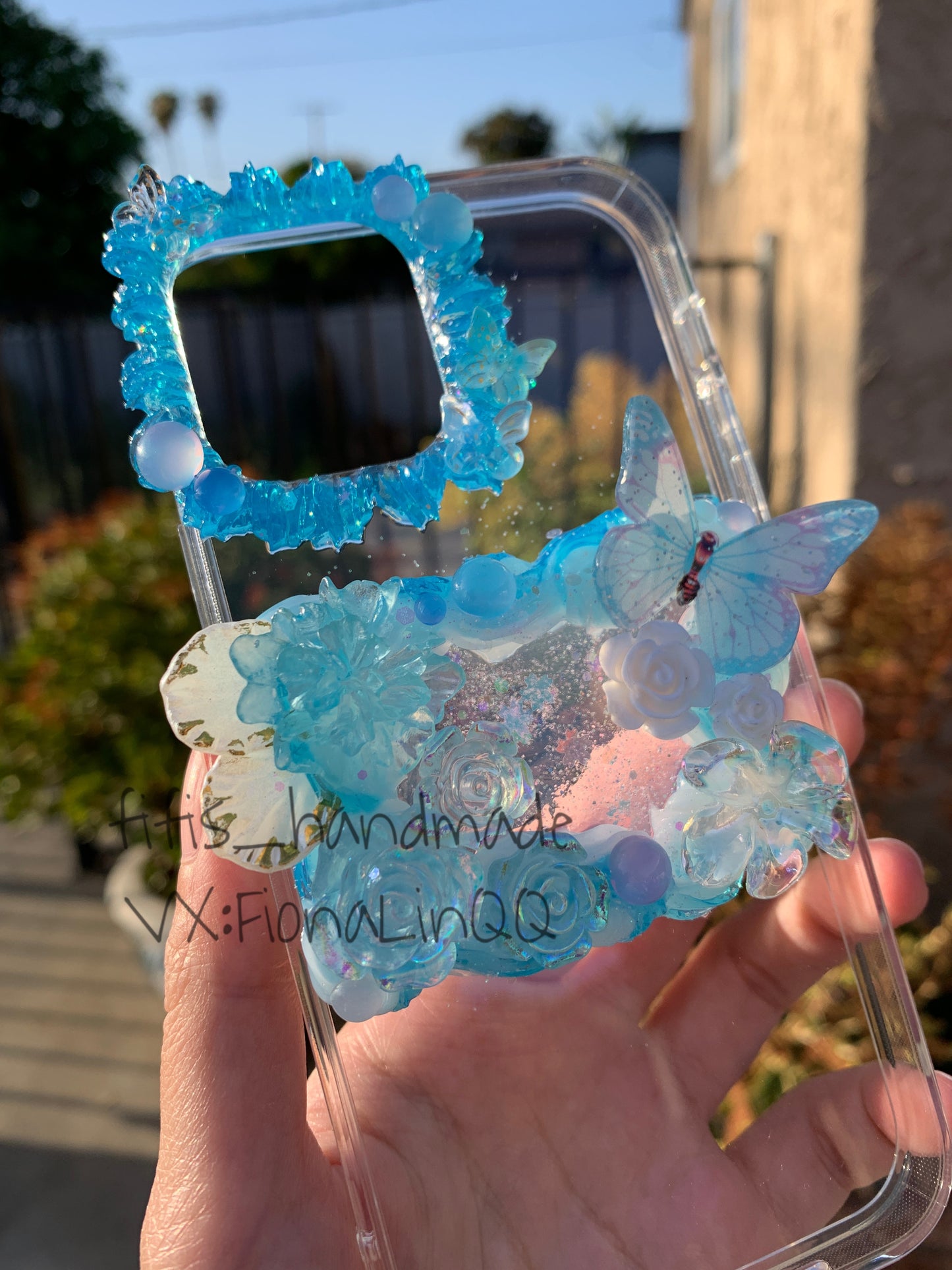 Custom Decoden phone case, whipped cream phone case,blue laser flowers case Simple style,Butterfly,custom made case for wedding,wedding gift