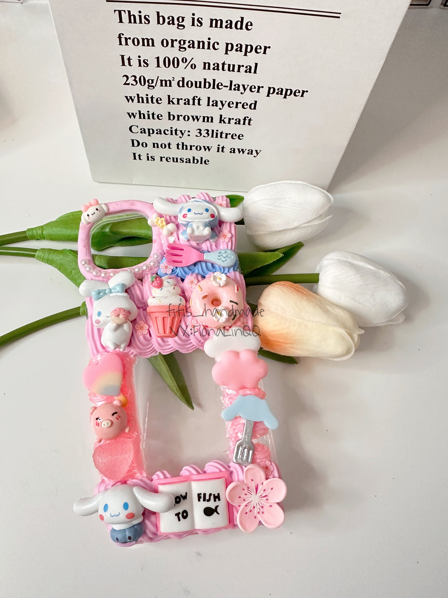 Themed Pink Rabbits Custom Decoden Phone Cases, whipped cream phone cases, Personalized Case, can put photo inside,decoden case,decoden charms,Put your favorite idol's picture