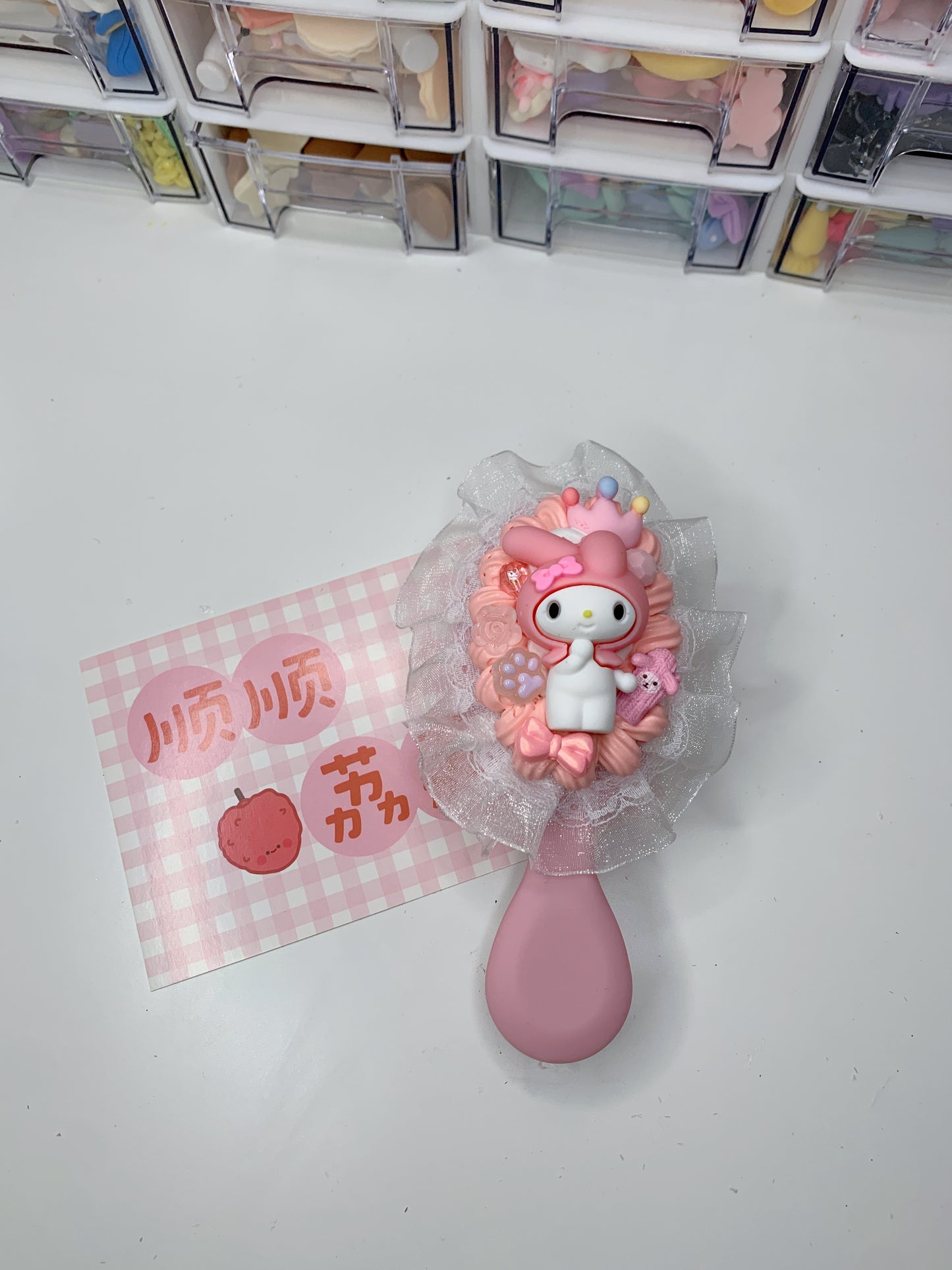 Custom Decoden Hair brush, whipped cream Hair brush,Women lovely decor mini Hair bursh,cute hair brush,decoden compact brush kids with LACE