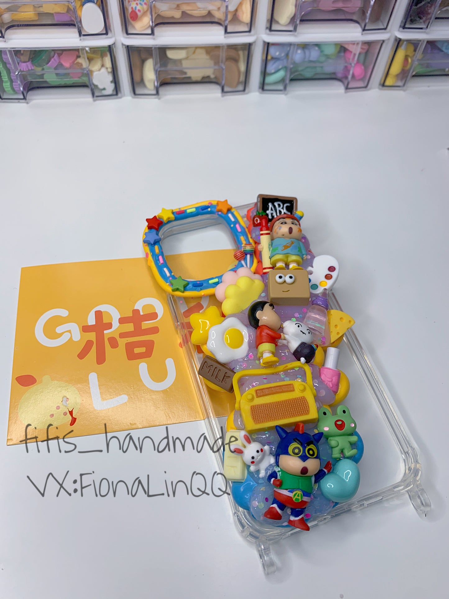 Anime Custom Decoden phone case, whipped cream phone case, inspired by Crayon Shin-chan, handmade phone cases, kawaii decoden cases