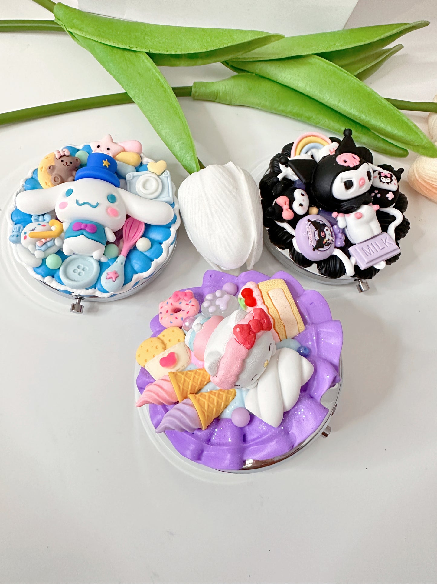 Themed Custom Decoden mirror, whipped cream portable mirror,pocket mirror,Fake Cream, Small Cute Mirror, makeup mirror without LACE
