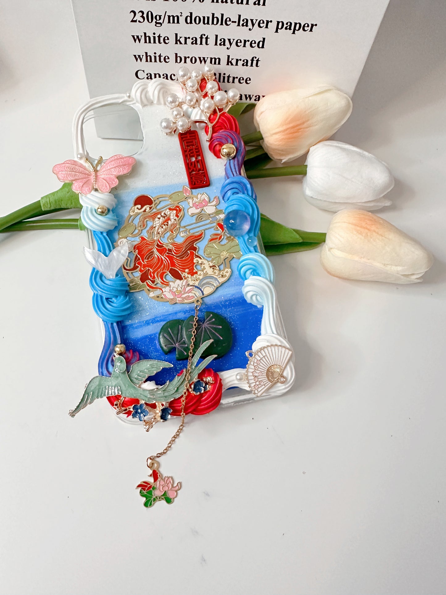 Custom Whipped Cream Decoden Phone Case for iPhone any model and Samsung - Kawaii Fairy custom decoden Design with Glitter and Pearls