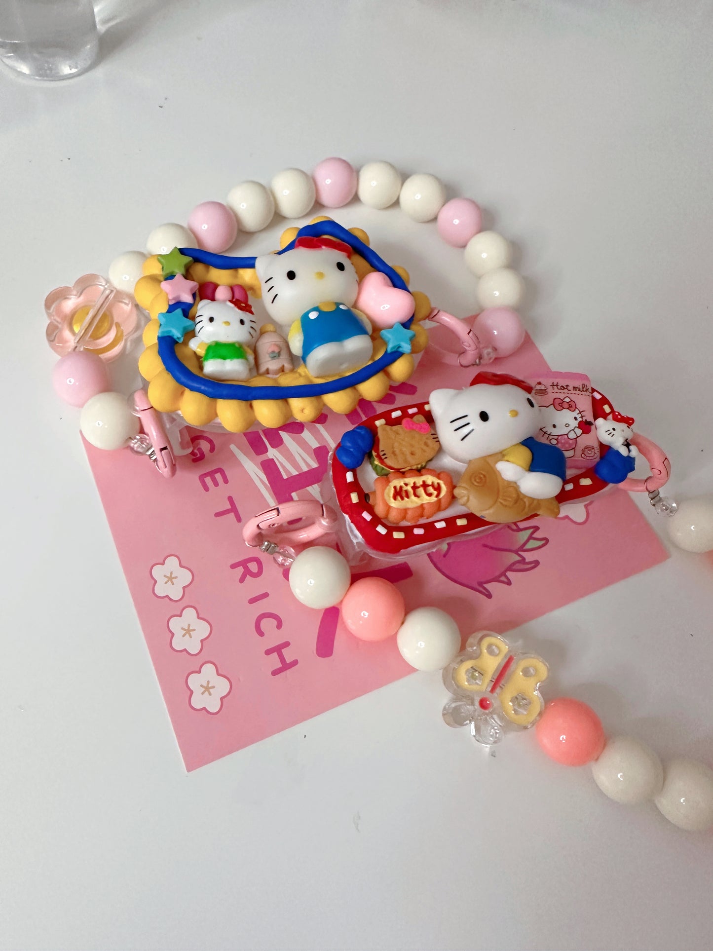 HelloKitty Whipped cream phone clip holder,cute phone case,diycases,custommade phone holder,3D Anime Phone Case,Kawaii Whip Cream Case,back phone holder