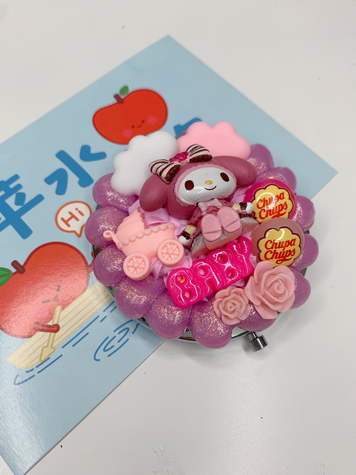 Themed Custom Decoden mirror, whipped cream portable mirror,pocket mirror,Fake Cream, Small Cute Mirror, makeup mirror without LACE