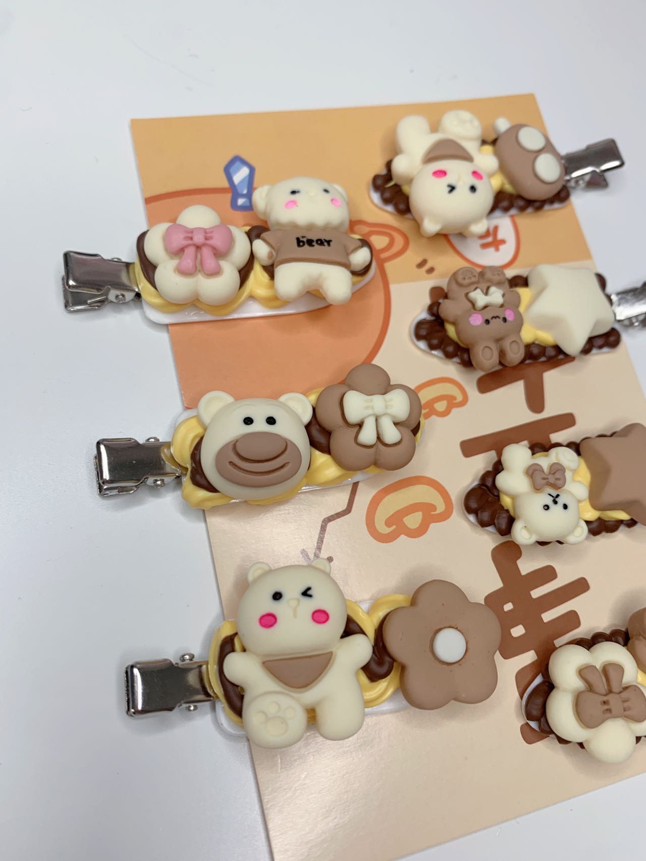 2-Pack Randomly Chosen Cute Colorful Custom Decoden Hair Clips,whipped cream girls hair clips, personalized gifts for her(2 pcs)