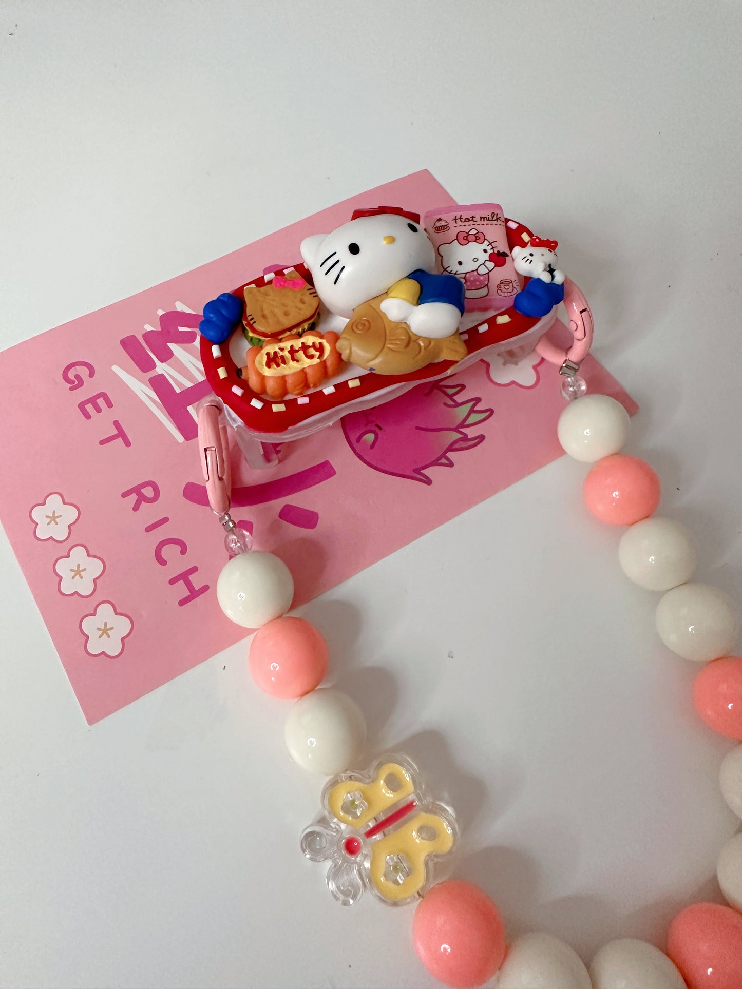 HelloKitty Whipped cream phone clip holder,cute phone case,diycases,custommade phone holder,3D Anime Phone Case,Kawaii Whip Cream Case,back phone holder